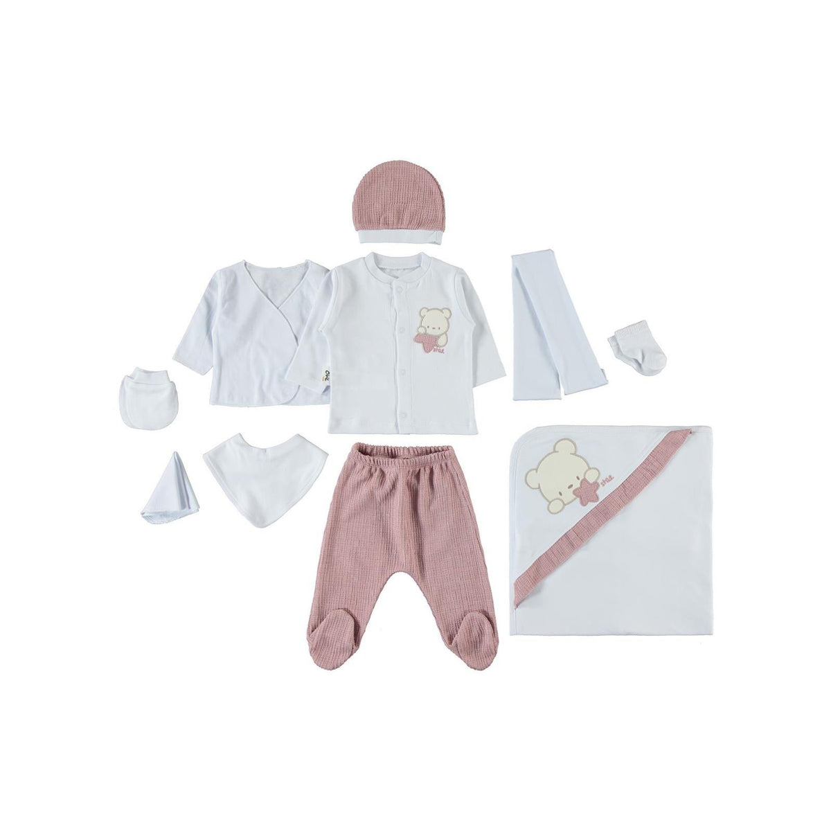 Civil Baby Unisex Bebek 10'lu Zıbın Seti - Pudra