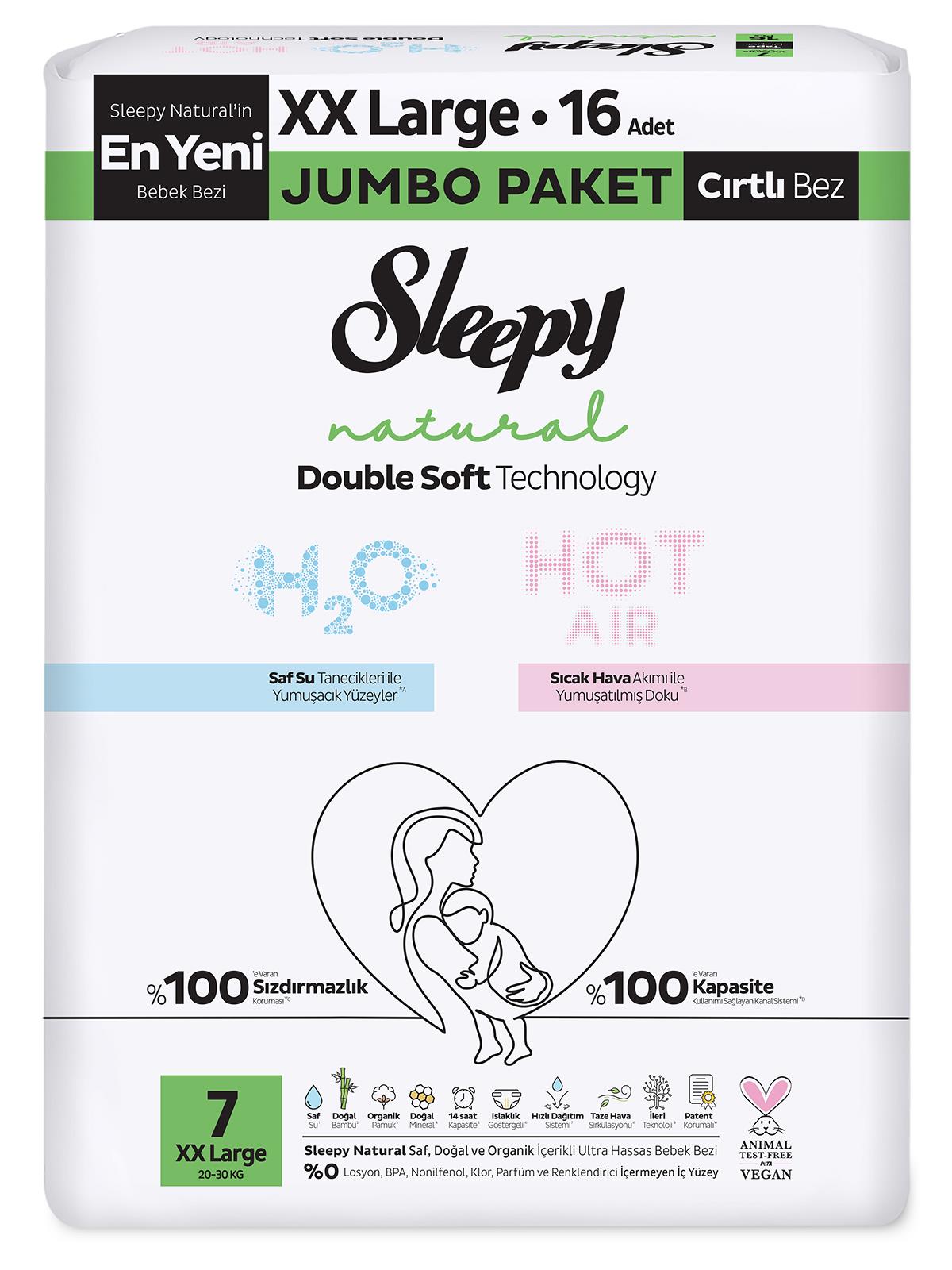 Sleepy Natural Double Soft Jumpo Paket 7 Beden XXL 16 Adet
