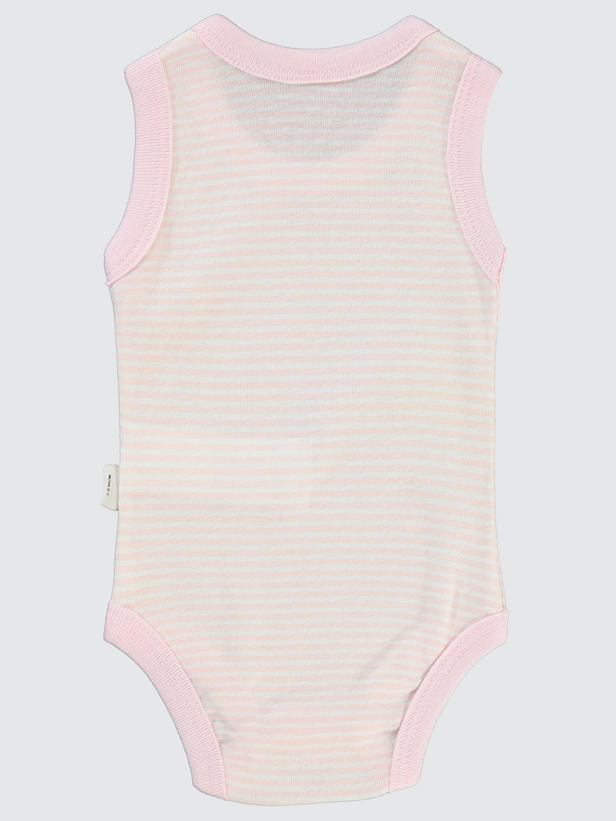 Civil Baby Çizgili Empirme 1-36 Ay Çıtçıtlı Badi - Pembe