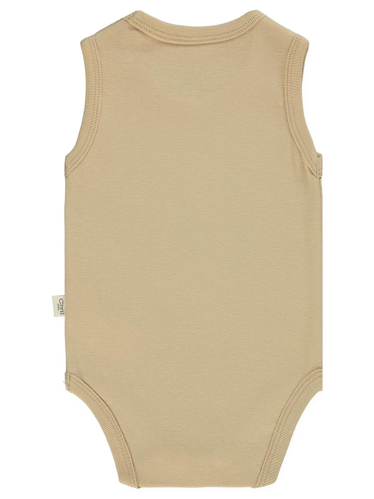 Civil Baby Düz Renkli 3-9 Ay Çıtçıtlı Badi - Kahverengi