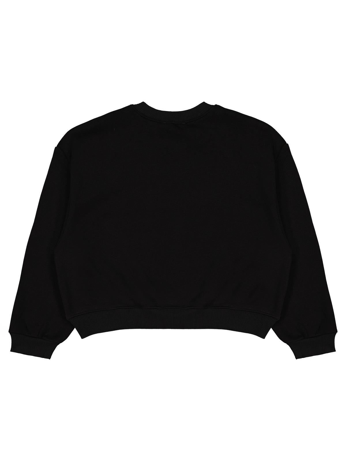 Civil Kız Çocuk Düz Sweatshirt | 3 İp Uzun Kol Bisiklet Yaka | Okul Kreş ve Günlük Kullanım - Siyah