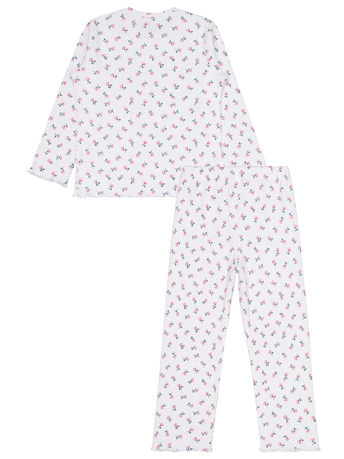 Civil Girls Çiçek Desenli 10-13 Yaş Pijama Takımı - Ekru