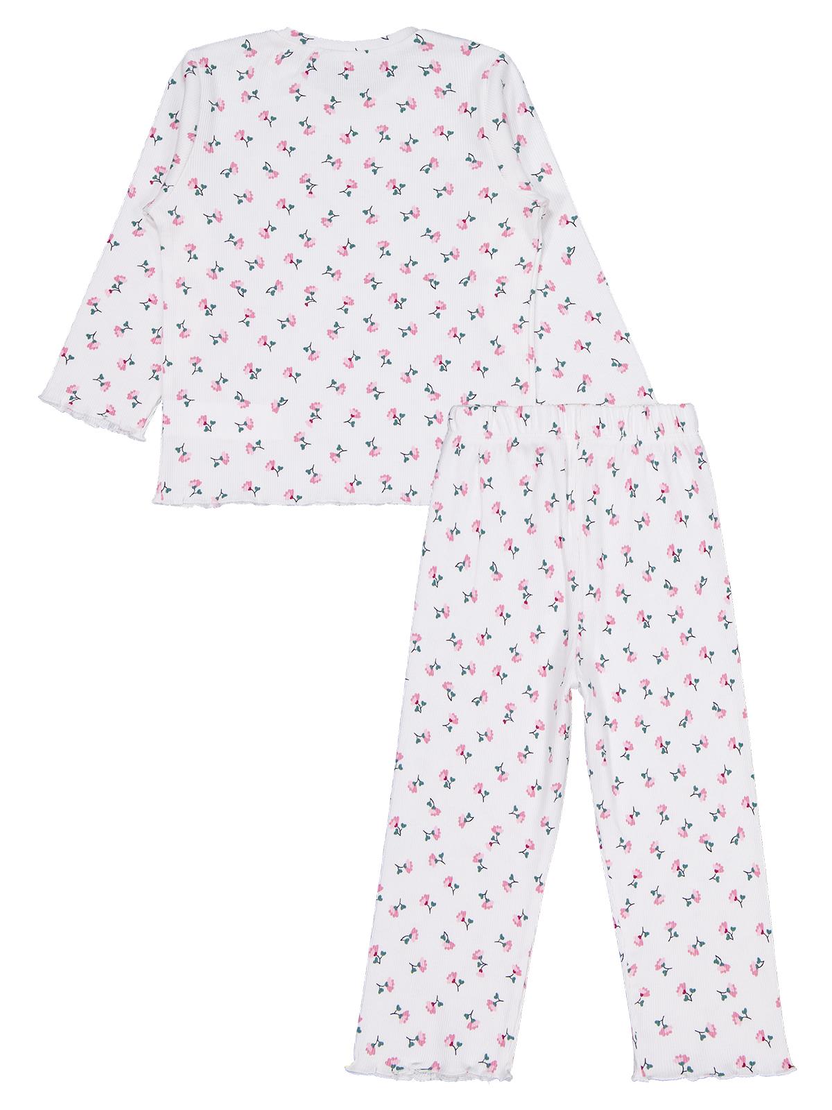 Civil Girls Çiçek Desenli 2-5 Yaş Pijama Takımı - Ekru