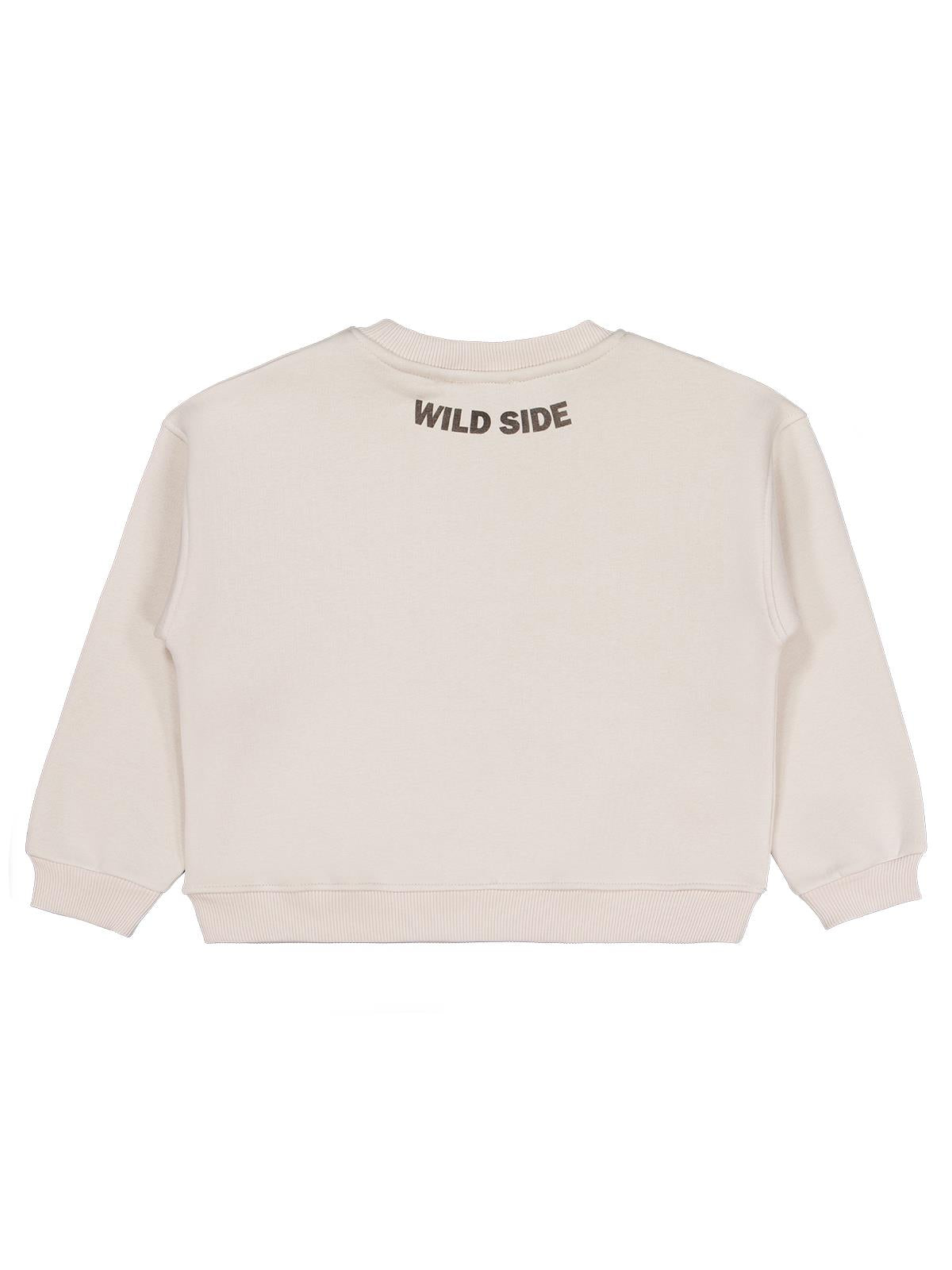 Civil Kız Çocuk Papatya Nakışlı Sweatshirt | 3 İp Uzun Kol | Okul Kreş ve Günlük Kullanım - Bej