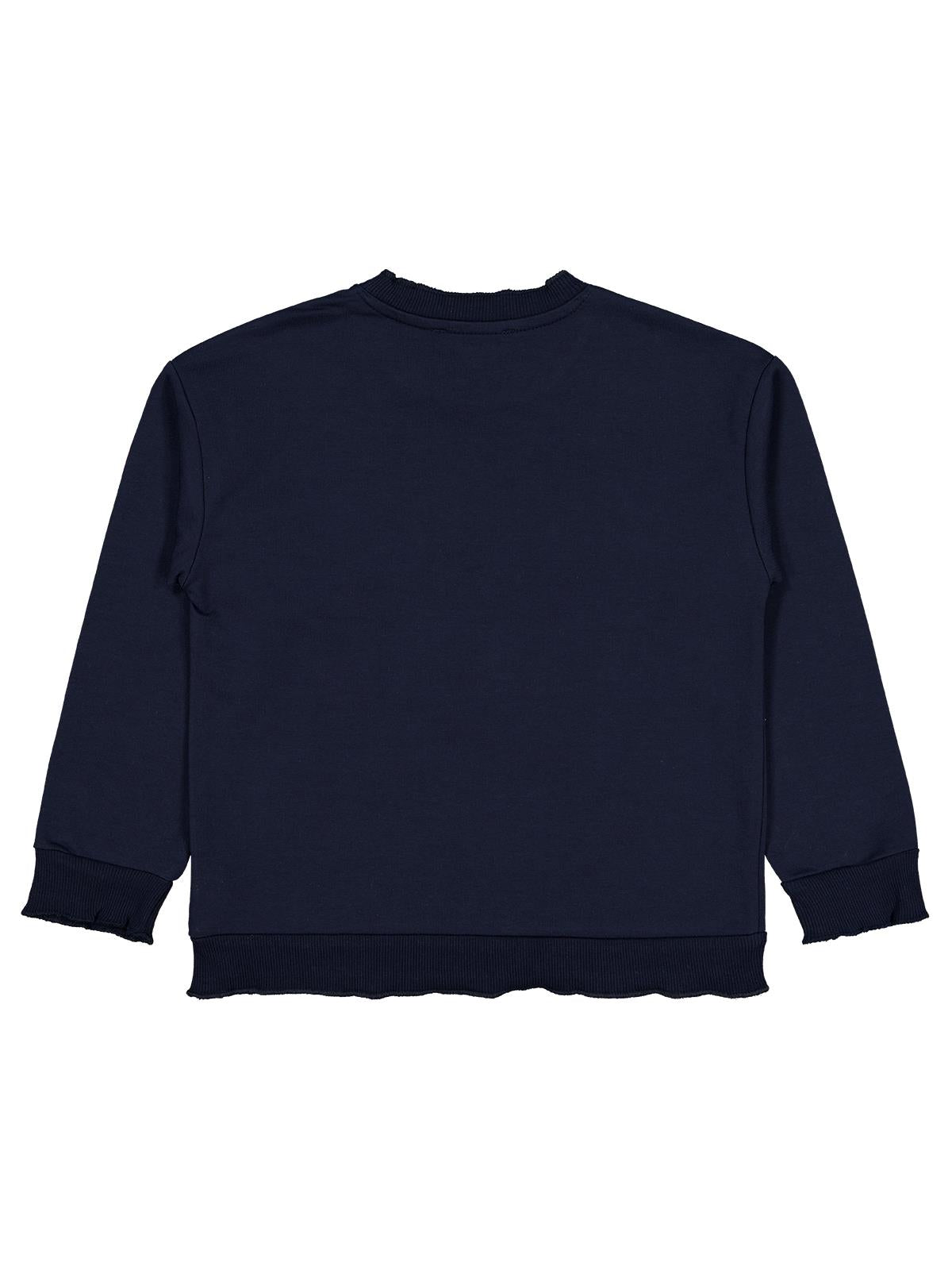 Civil Kız Çocuk Best Vibes Nakışlı Sweatshirt | 2 İp Uzun Kol | Okul Kreş ve Günlük Kullanım - Lacivert