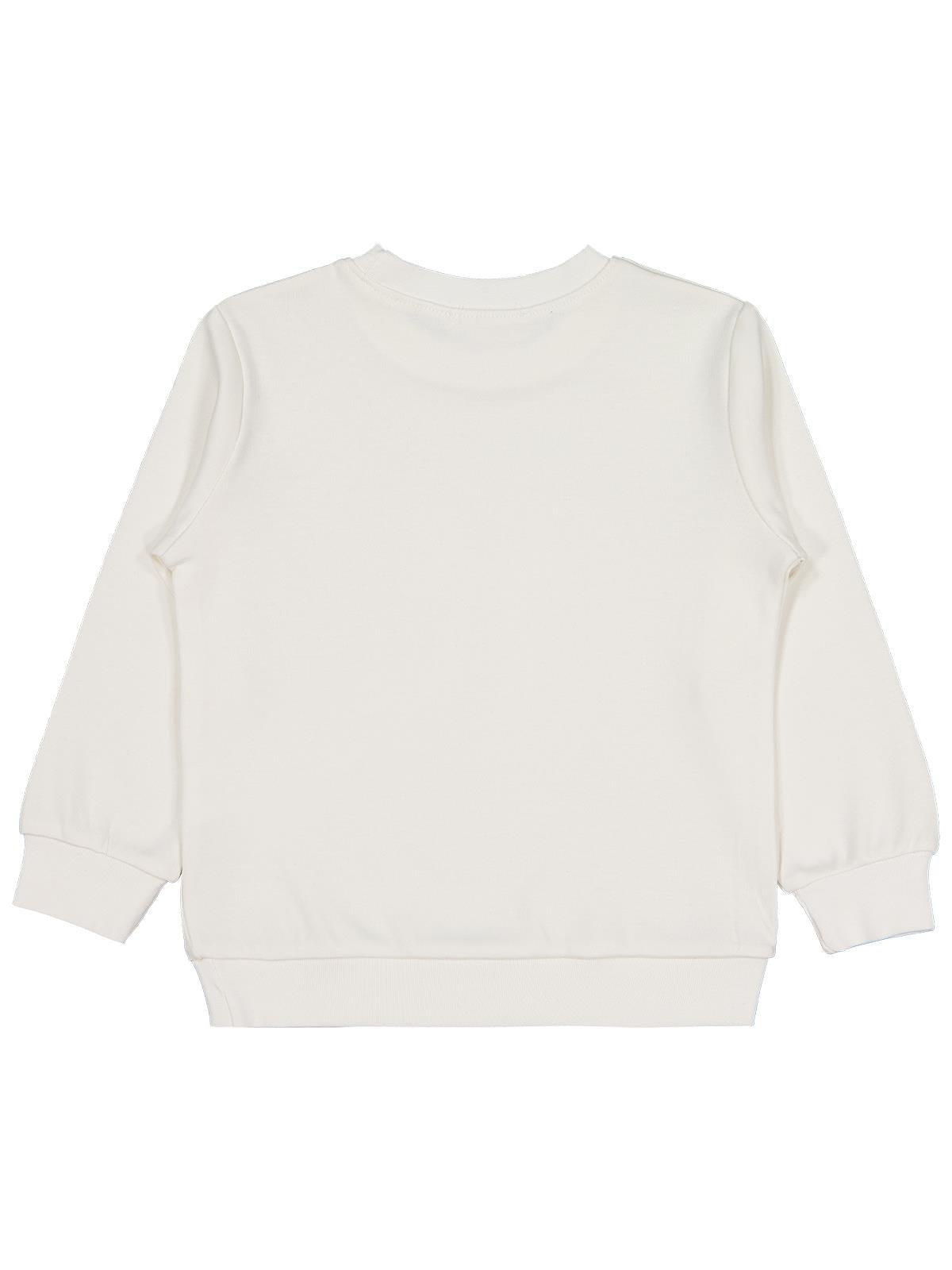 Civil Kız Çocuk Kurdela Baskılı Sweatshirt | İnterlok Uzun Kol | Okul Kreş ve Günlük Kullanım - Ekru