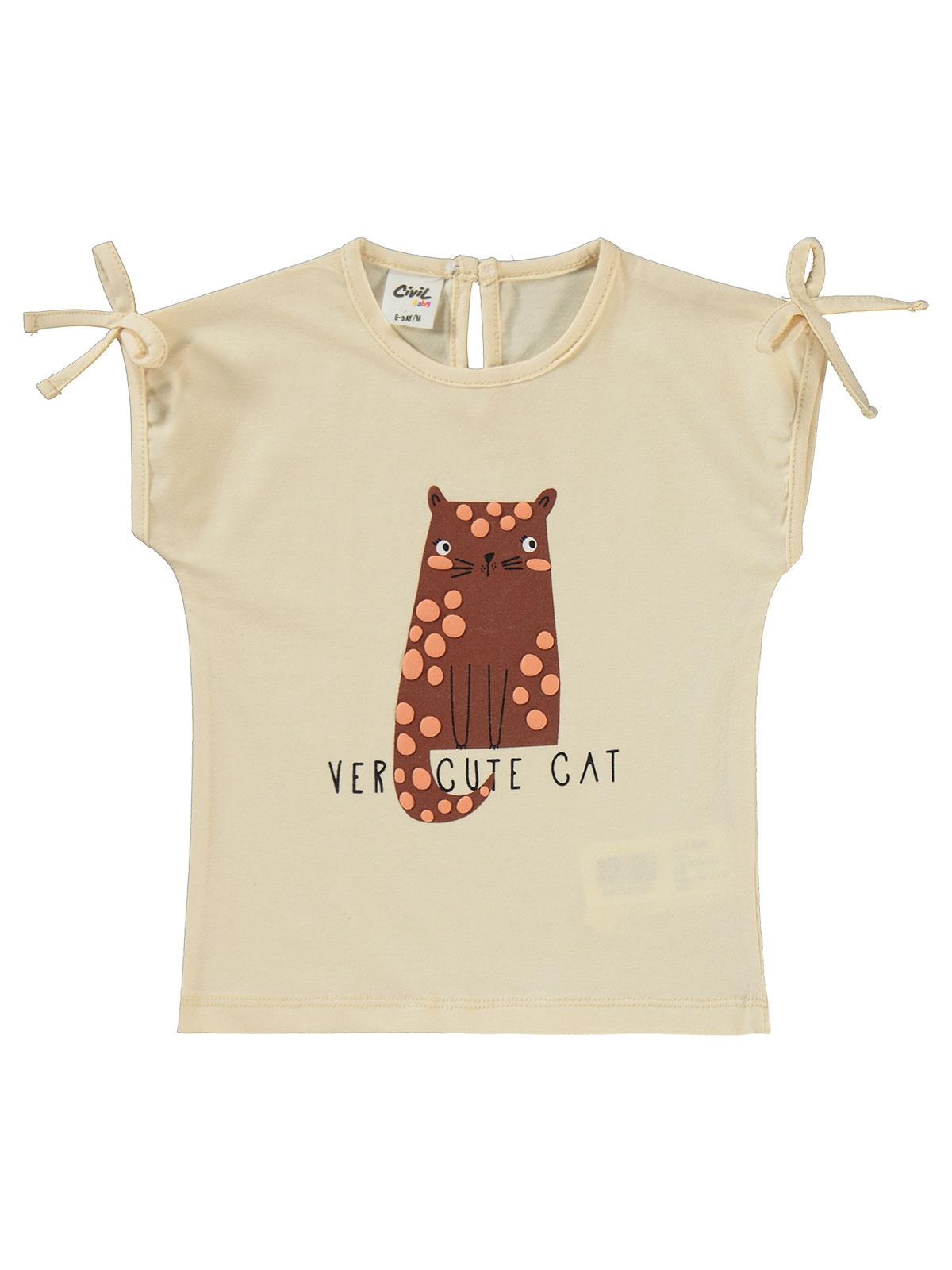 Civil Baby Kedi Baskılı 6-18 Ay Takım - Fil Dişi
