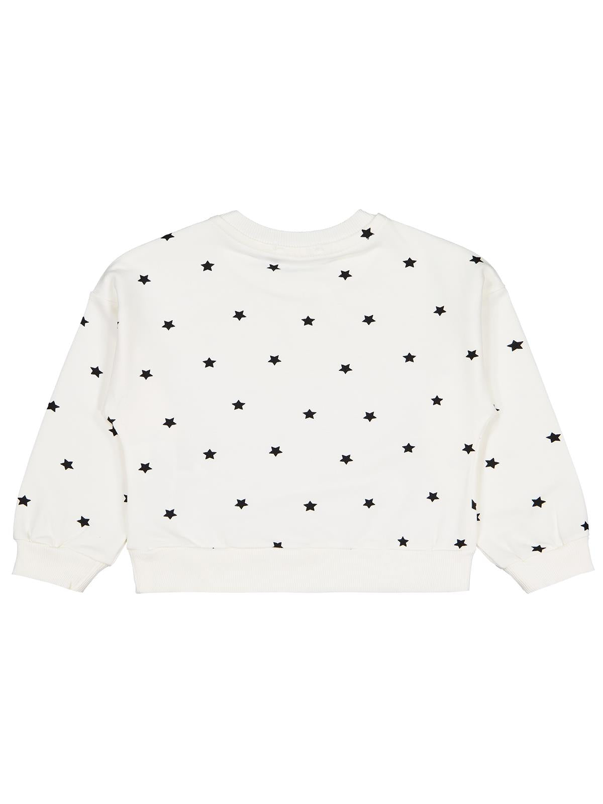 Civil Kız Çocuk Yıldız Baskılı Sweatshirt | 2 İp Uzun Kol | Okul Kreş ve Günlük Kullanım - Ekru