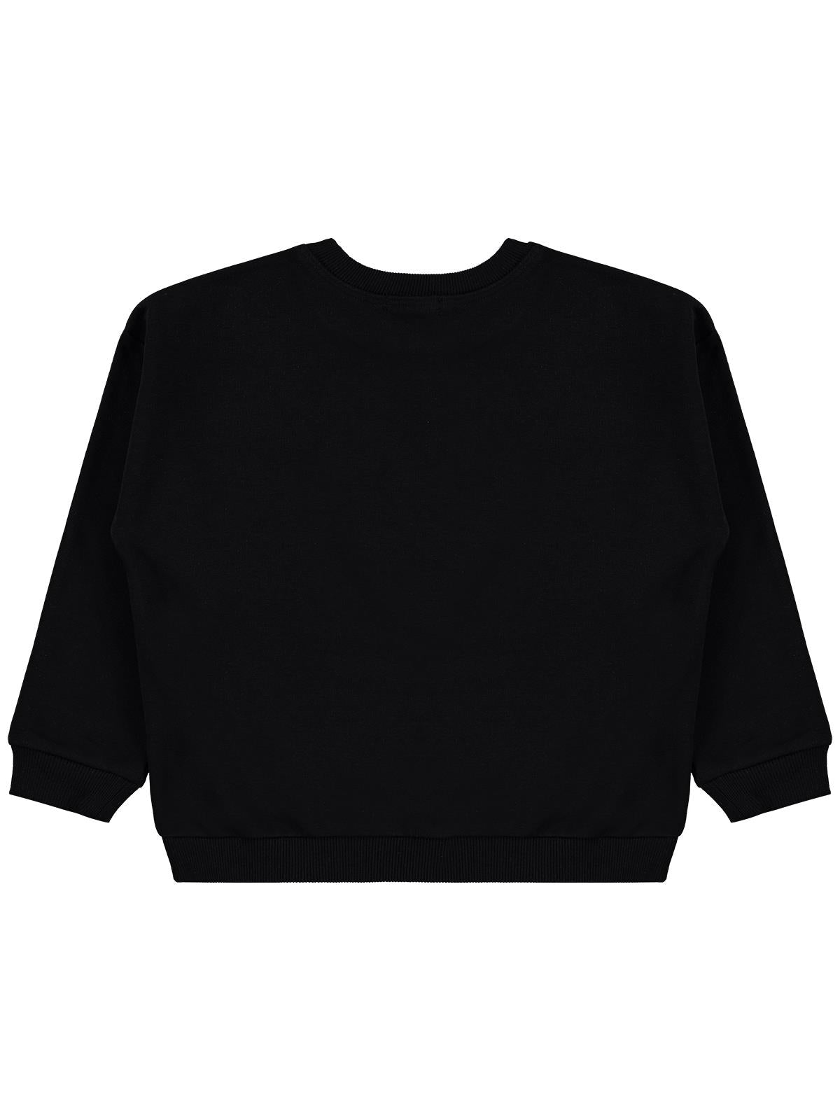 Civil Erkek Çocuk Aslan Nakışlı Sweatshirt | 3 İp Uzun Kol | Okul Kreş ve Günlük Kullanım - Siyah