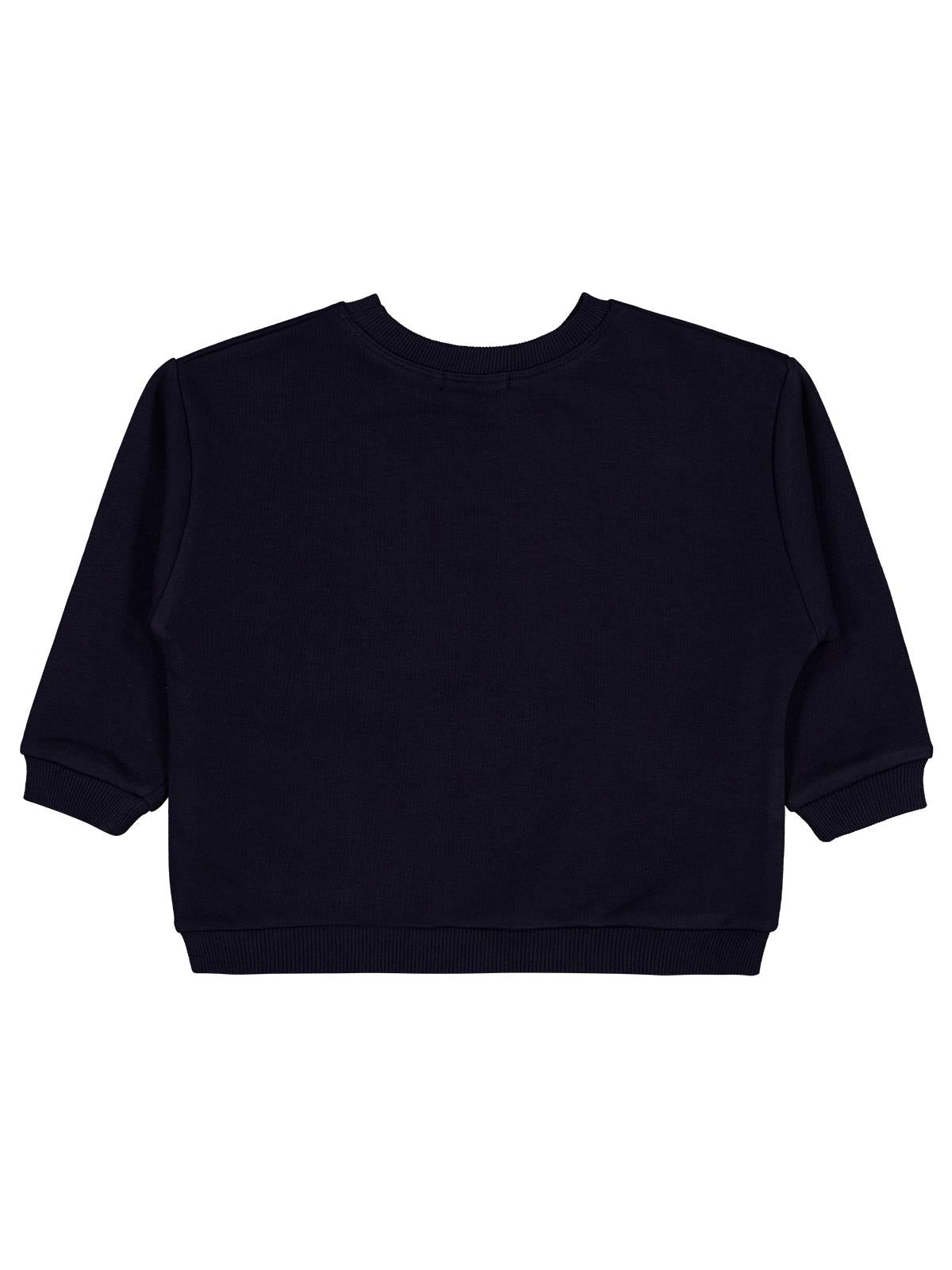 Civil Erkek Çocuk Cebi Surat Nakışlı Sweatshirt | 3 İp Uzun Kol | Okul Kreş ve Günlük Kullanım - Lacivert