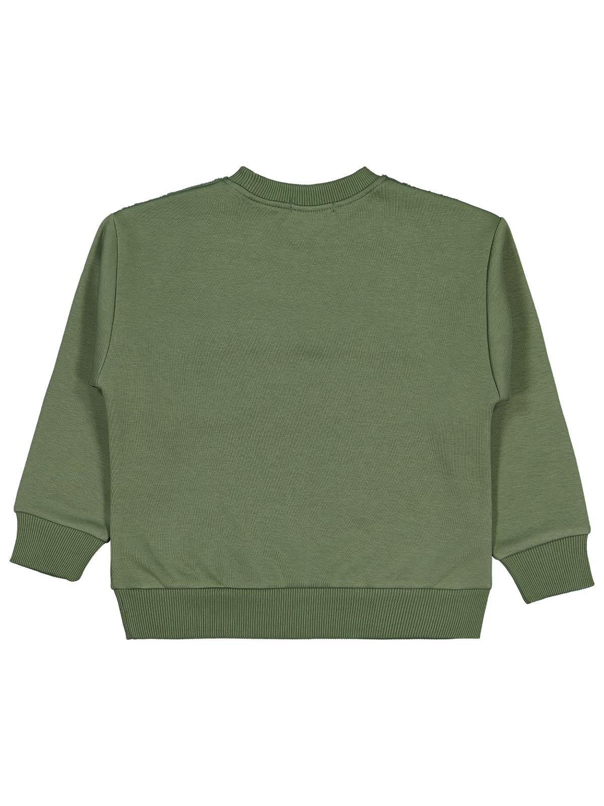 Civil Erkek Çocuk Peluş Garnili Sweatshirt | 3 İp Uzun Kol | Okul Kreş ve Günlük Kullanım - Haki