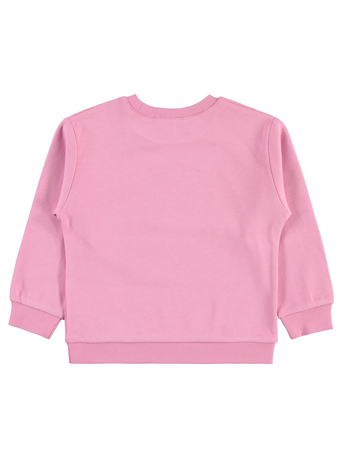 Civil Kız Çocuk Renkli Kelebek Baskılı Sweatshirt | İnterlok Uzun Kol | Okul Kreş ve Günlük Kullanım - Pembe