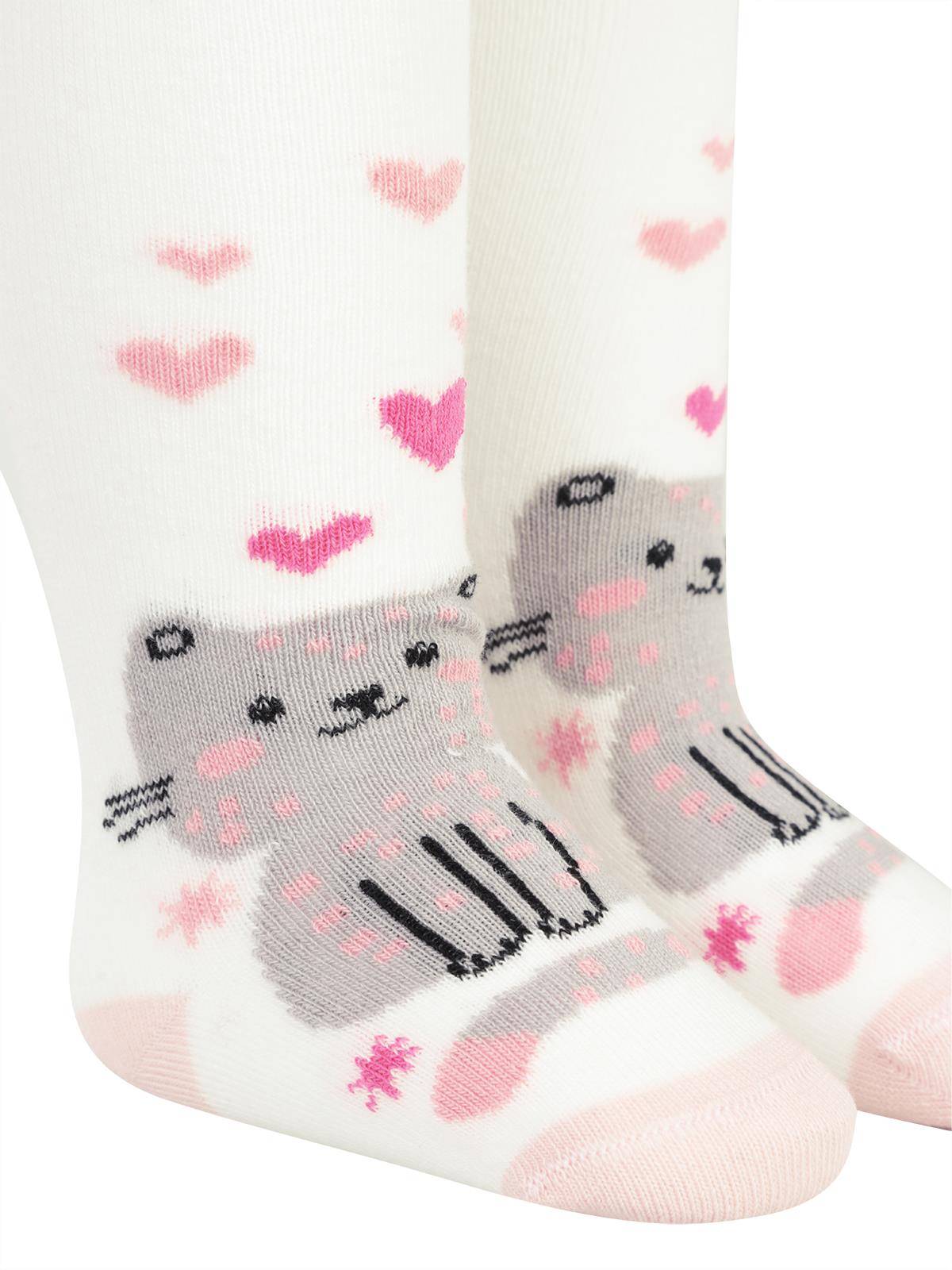 Civil Baby Kedi 6- Bebek Kız Külotlu Çorap - Ekru