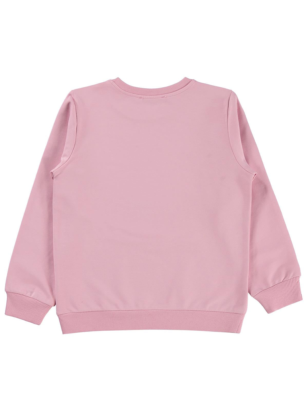Civil Kız Çocuk Sweatshirt | 2 İp Uzun Kol Bisiklet Yaka Baskılı | Okul Kreş ve Günlük Kullanım - Pembe