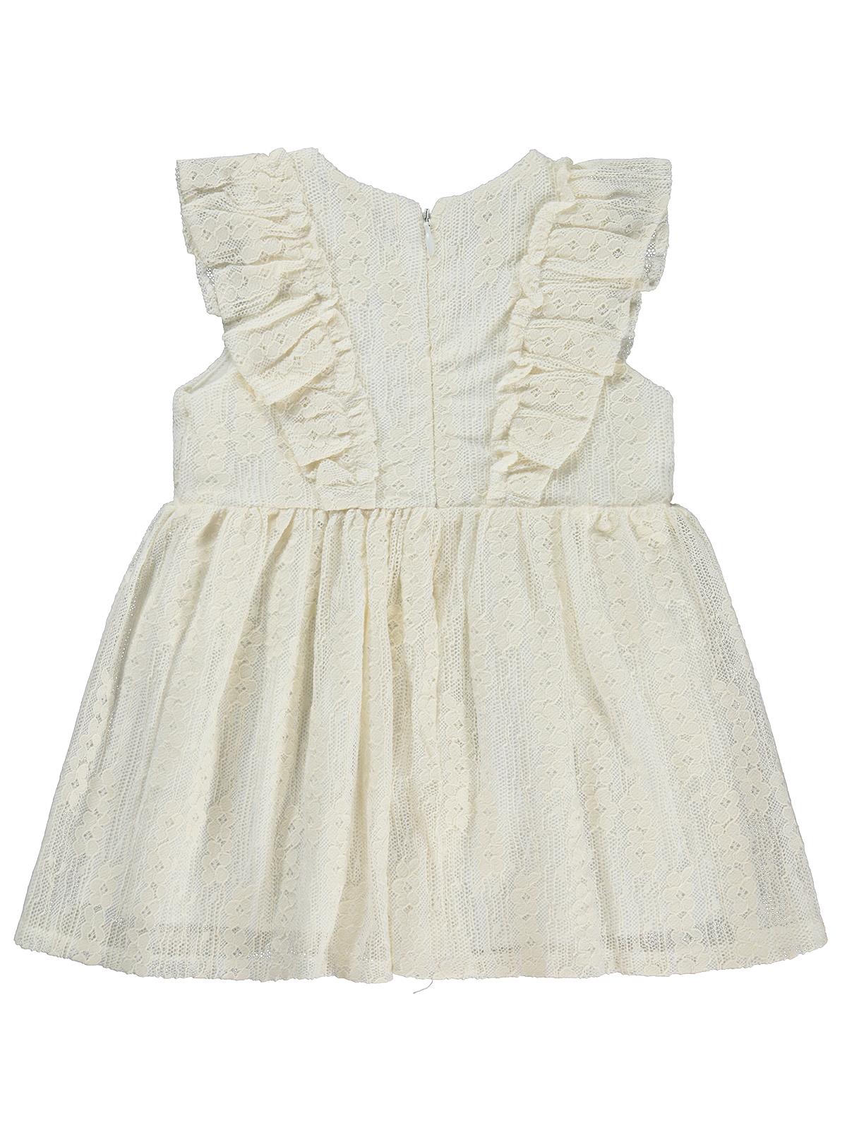 Civil Baby Dantel Bel Fiyonklu 6-18 Ay Elbise - Ekru