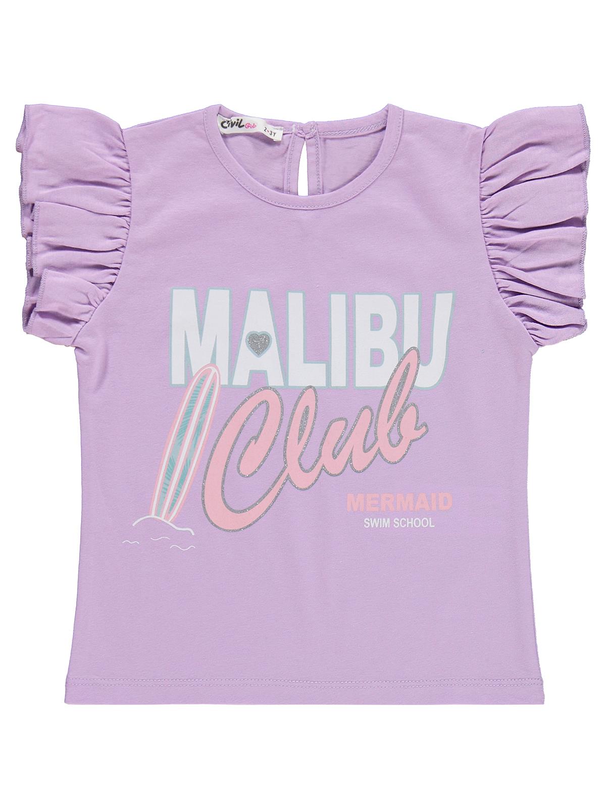 Civil Girls Malibu Baskılı Şortlu 2-5 Yaş Takım - Lila