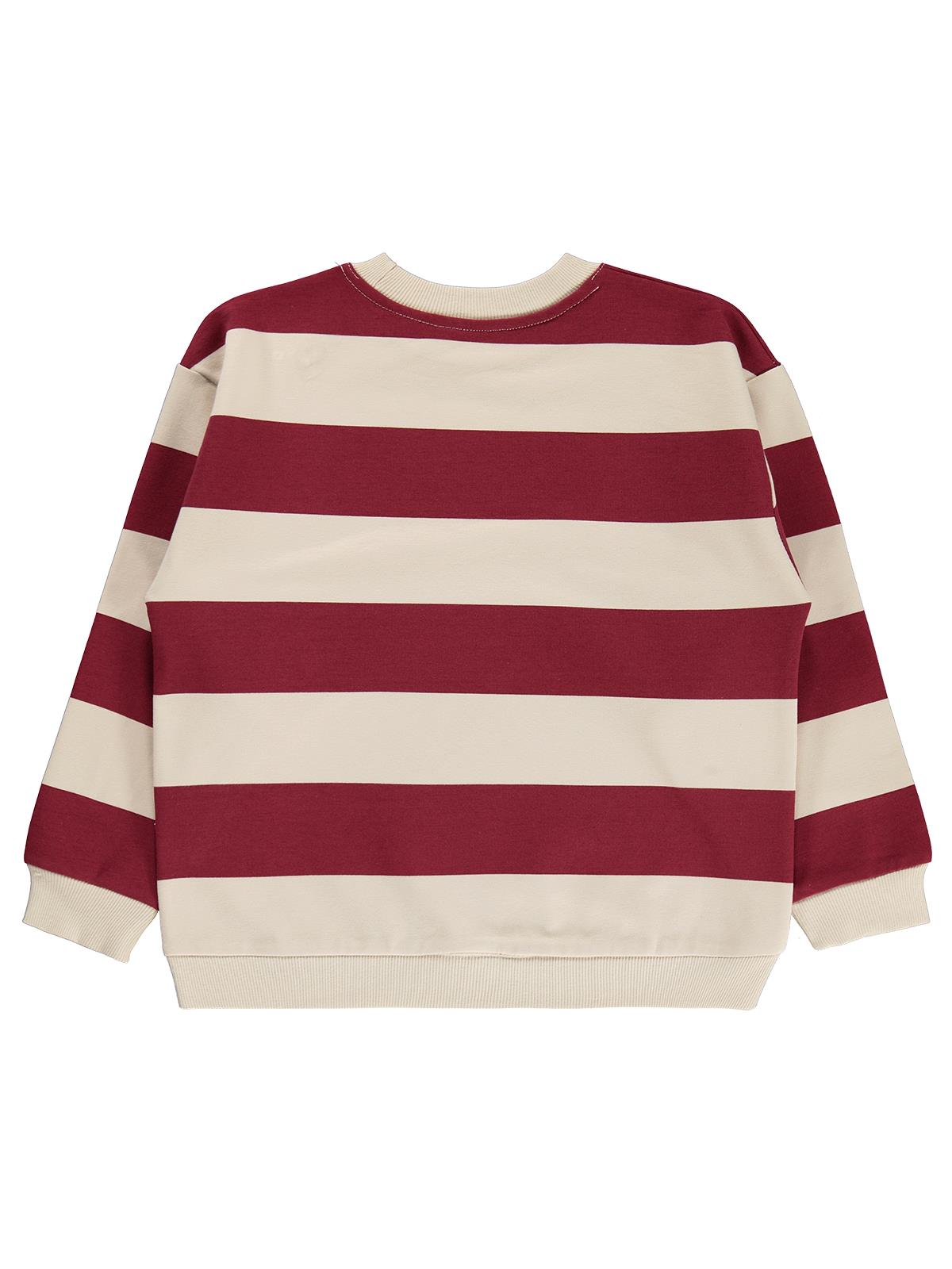 Civil Erkek Çocuk Kalın Çizgili Basic Sweatshirt | 2 İp Uzun Kol | Okul Kreş ve Günlük Kullanım - Bordo