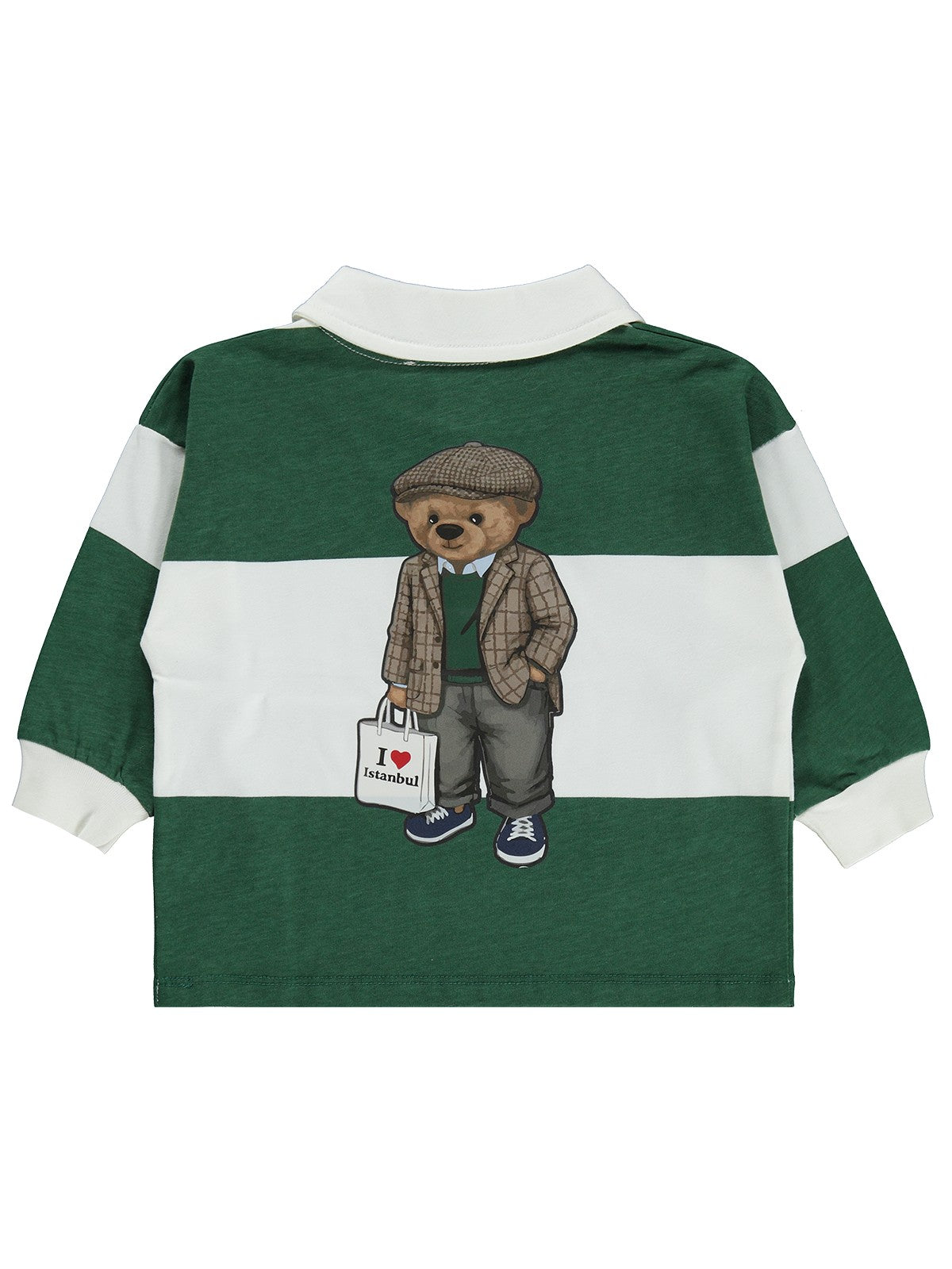 Civil Boys Çizgili Ayı Baskılı 2-5 Yaş Sweatshirt - Yeşil