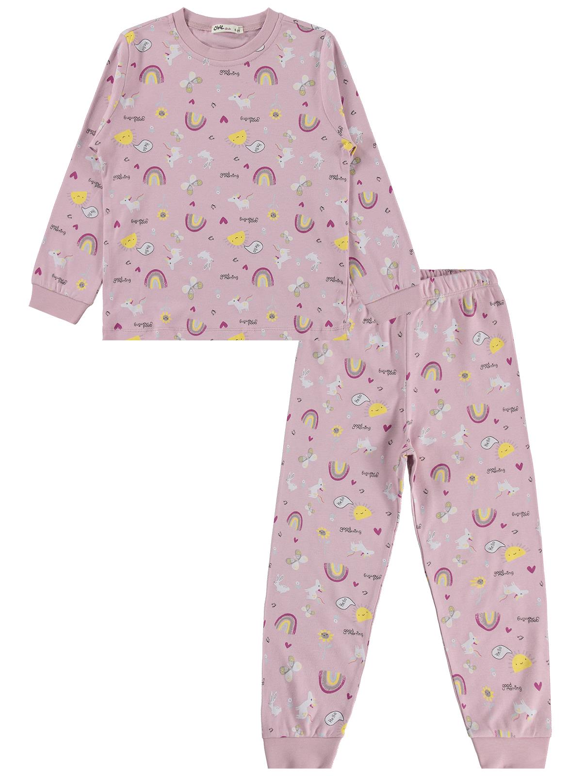 Civil Girls Unicorn Baskılı 6-9 Yaş Pijama Takımı - Lila