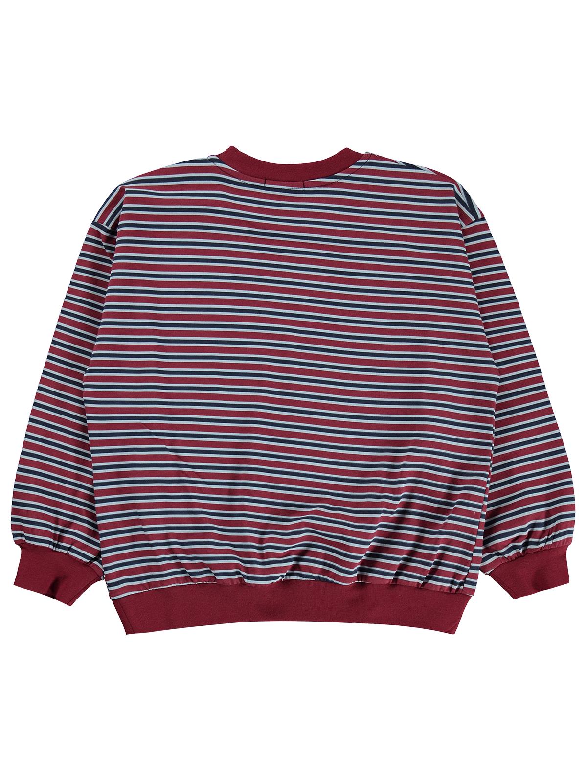 Civil Boys Çizgili Ayı Baskılı 10-13 Yaş Sweatshirt - Bordo
