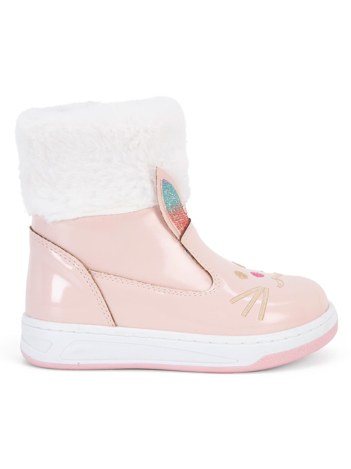 Civil Boots Kedi Nakışlı Rugan 26- Bot - Pembe
