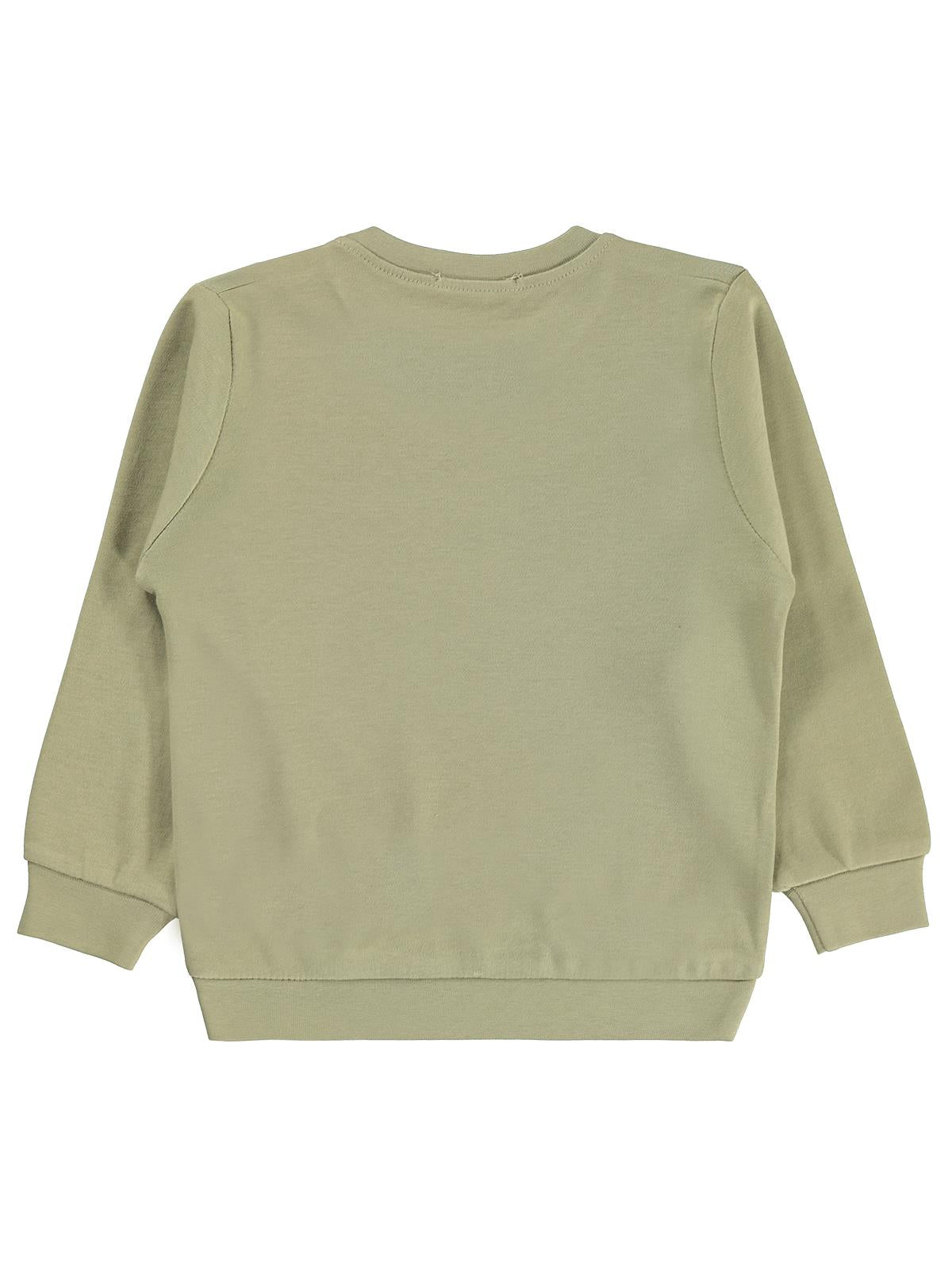 Civil Erkek Çocuk Kepçe Baskılı Sweatshirt Km | İnterlok Uzun Kol | Okul Kreş ve Günlük Kullanım - Haki