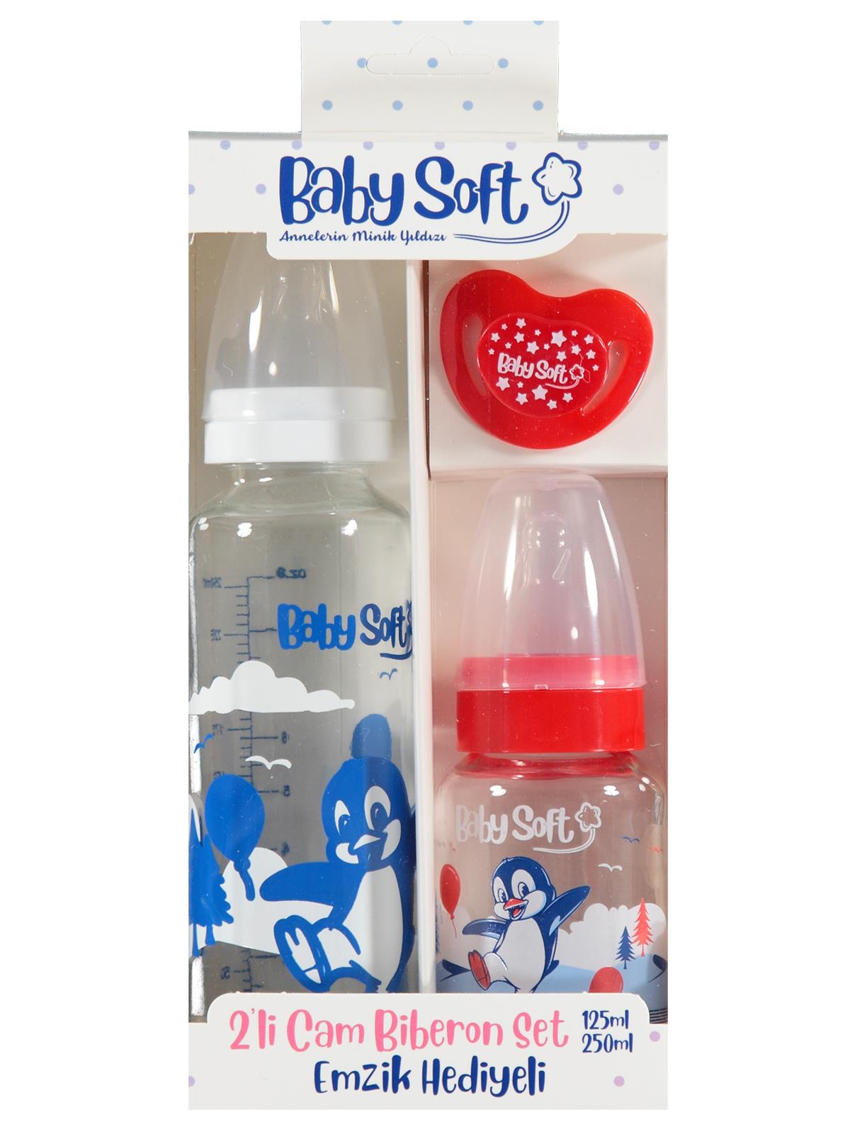 Baby Soft 2 Lı Cam Bıberon SeT-Emzık Hedıyelı - Kırmızı