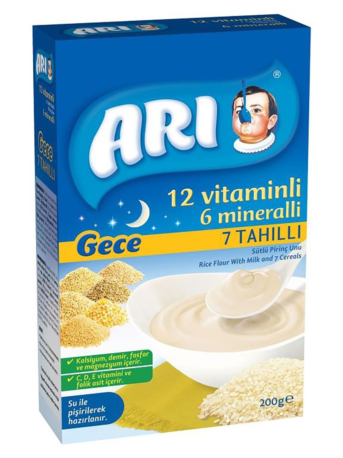 Arı Mama 12 Vitaminli 6 Mineralli 7 Tahıllı Sütlü Pirinç Unu 200 gr