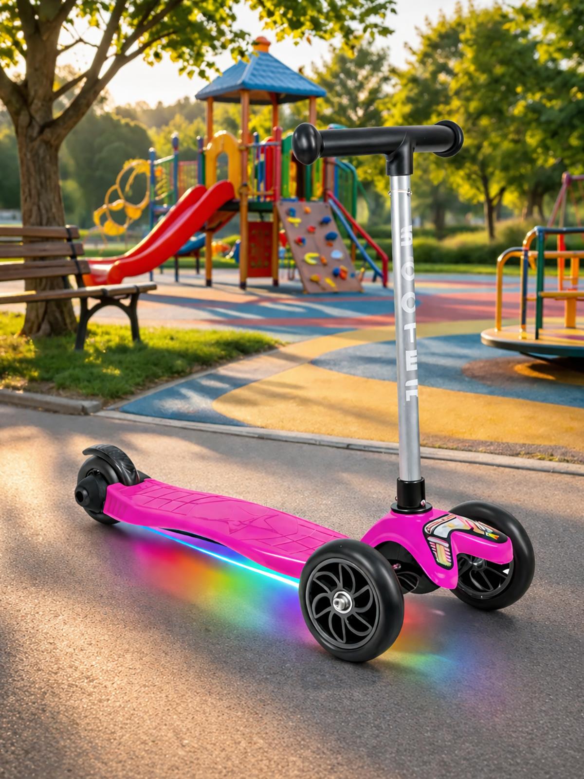 Tois ColorWase Led Işıklı 4 Kademe Ayarlanabilir 3 Tekerlekli Scooter - Pembe