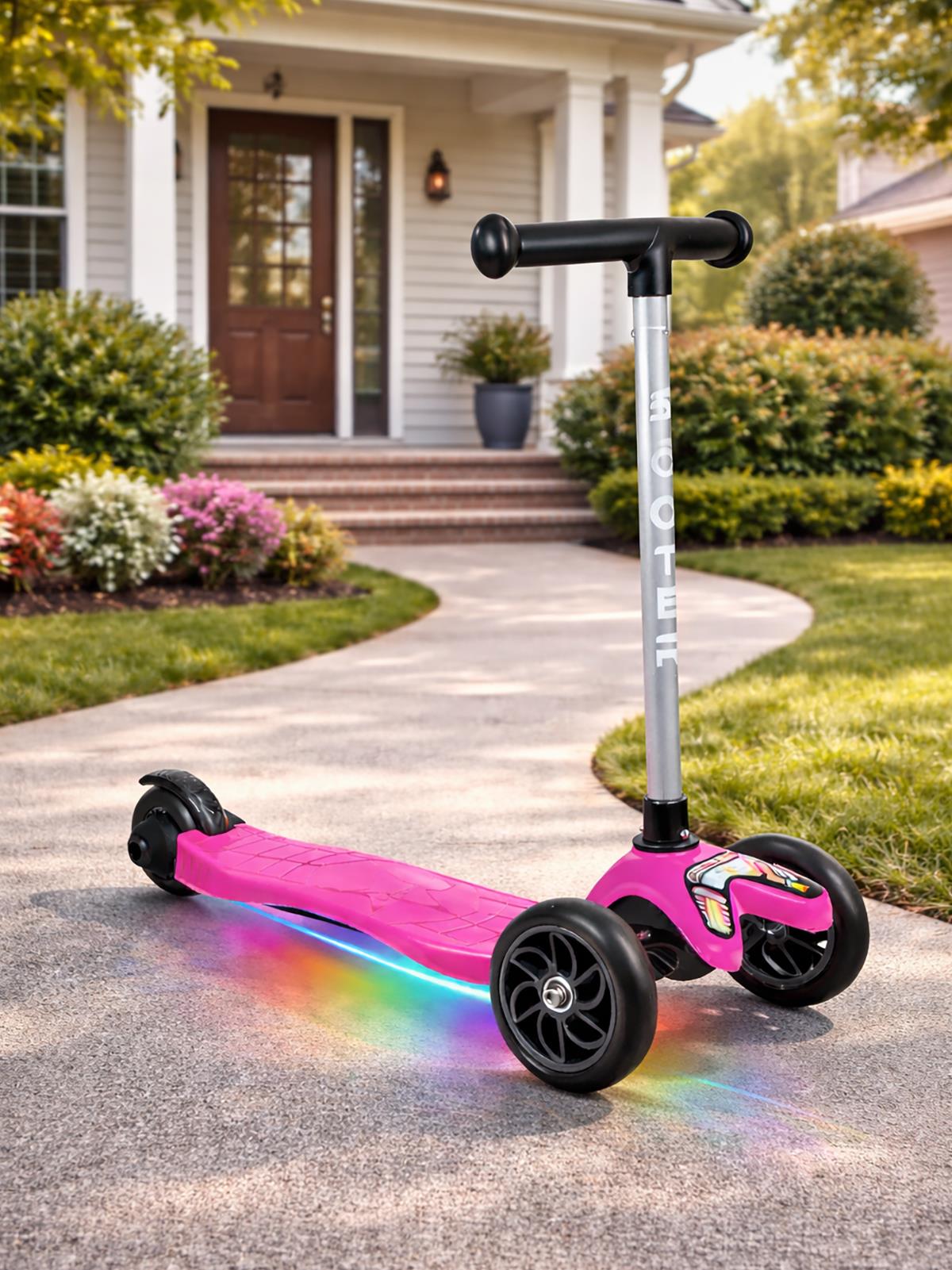 Tois ColorWase Led Işıklı 4 Kademe Ayarlanabilir 3 Tekerlekli Scooter - Pembe