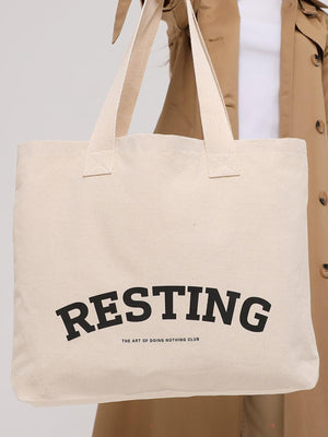 Çınar Bez Çanta Bagg Resting Baskılı Yatay Kanvas Bez Çanta