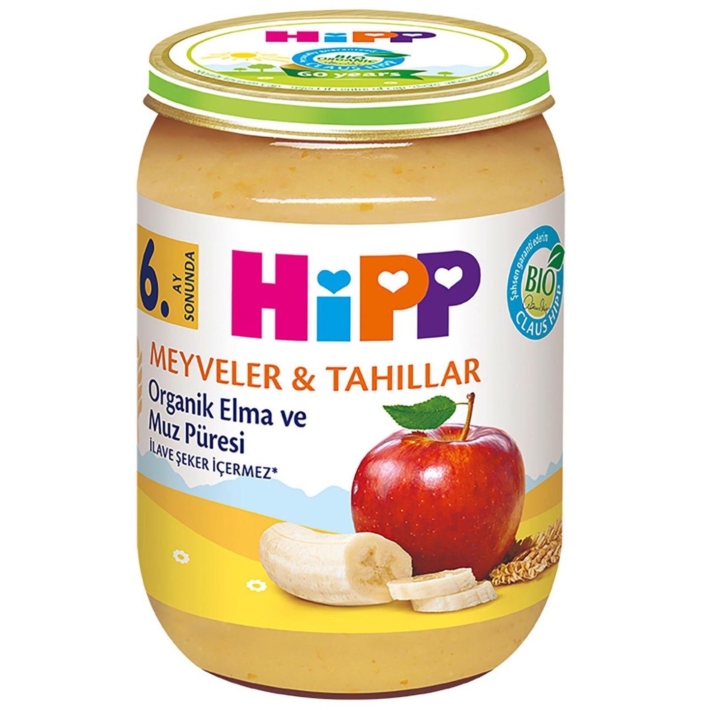 Hipp Mama Organik Elma Muz Püresi Kavanoz Mama 190 gr +6 Ay