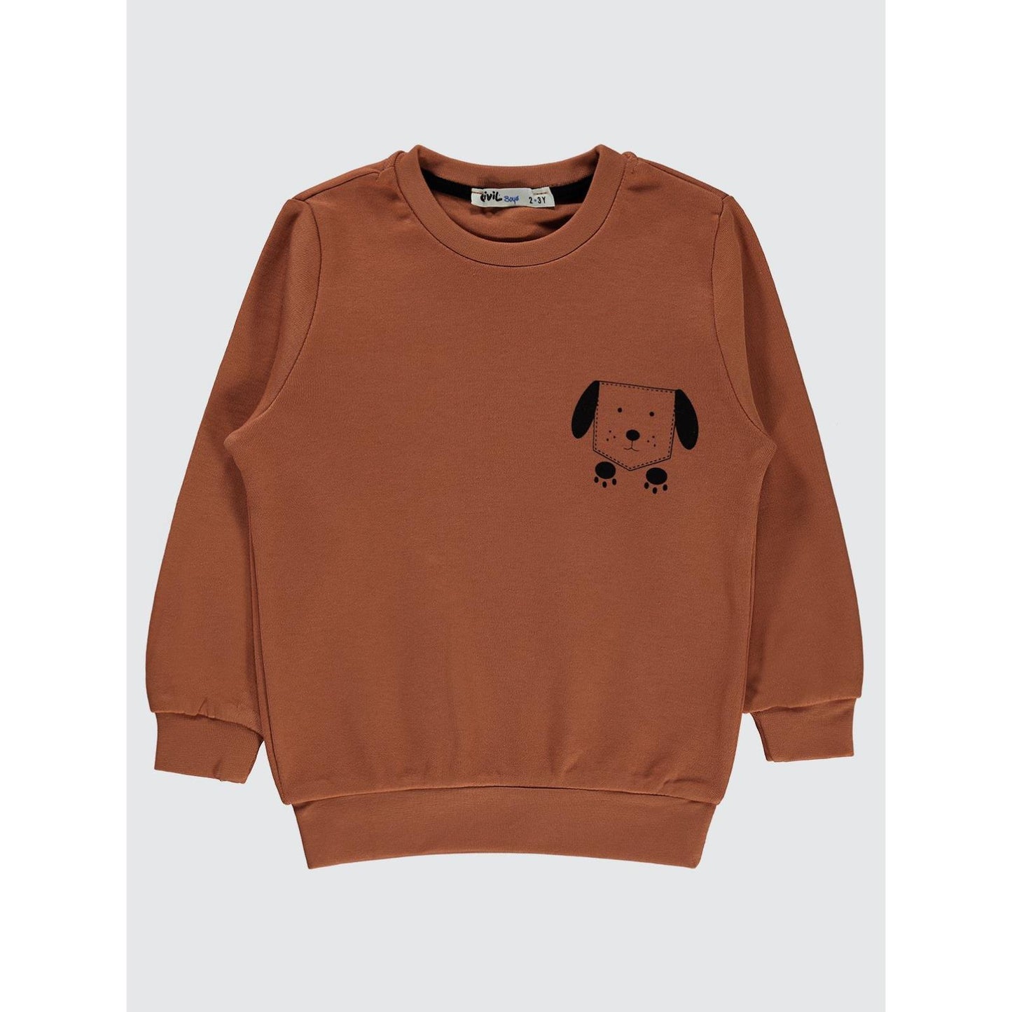 Civil Boys Köpek Baskılı 2-5 Yaş Sweatshirt - Hardal