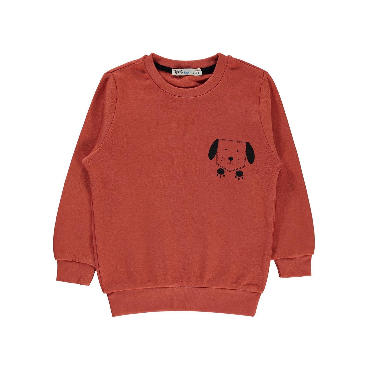 Civil Boys Köpek Baskılı 2-5 Yaş Sweatshirt - Hardal