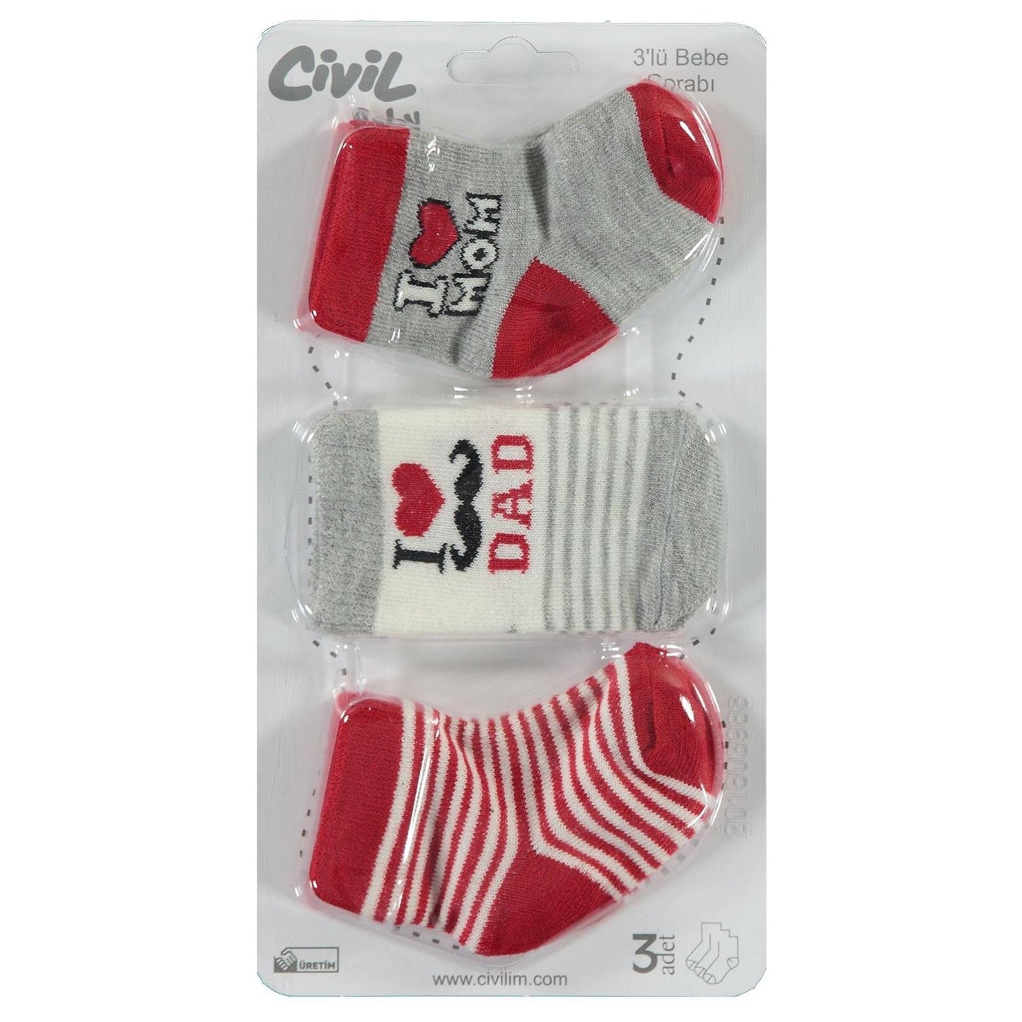 Civil Baby I Dad Desen Asetat 0-24 Ay Çorap Setleri