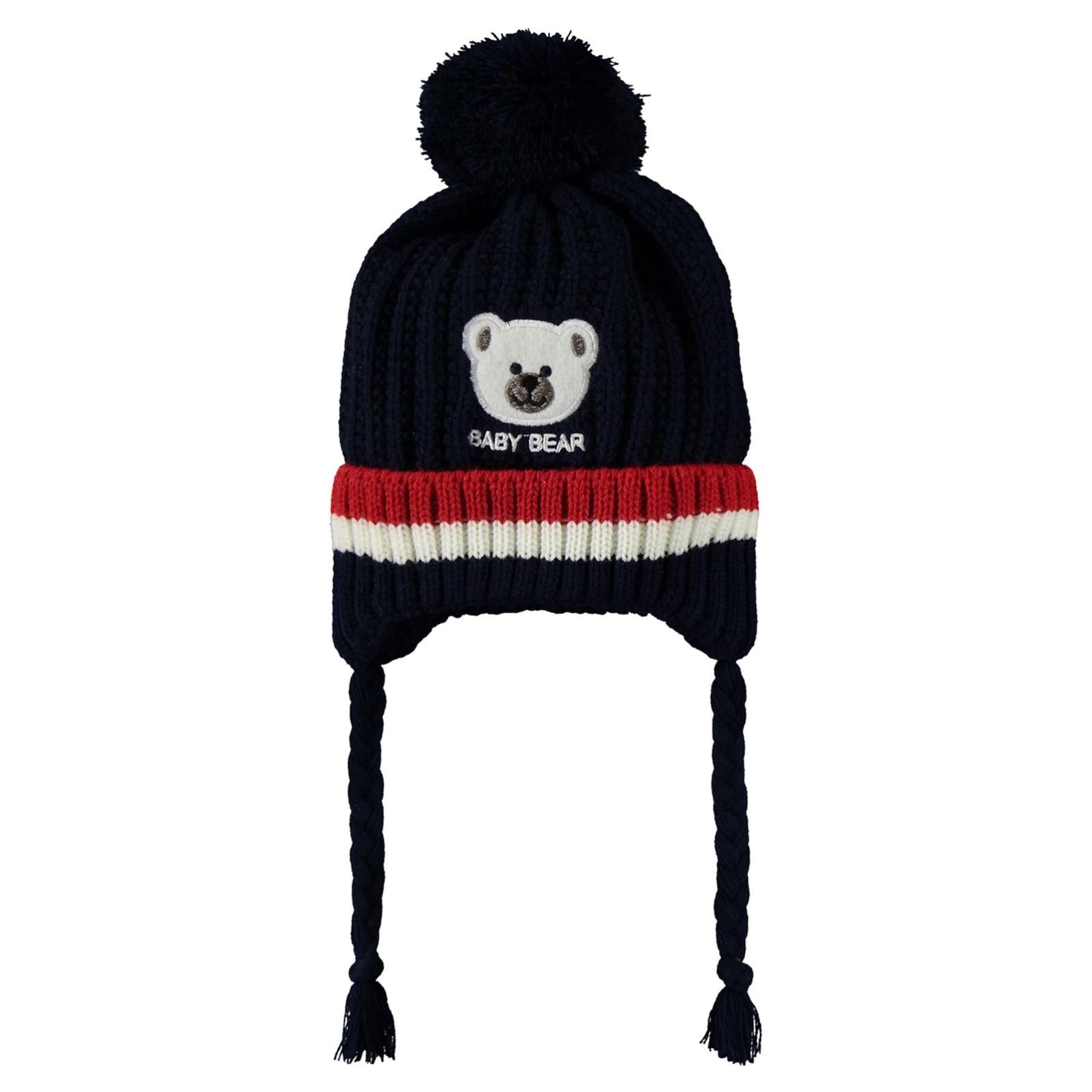 Civil Baby Baby Bear Nakış Desen 0-24 Ay Atkı Bere Eldiven Set - Lacivert