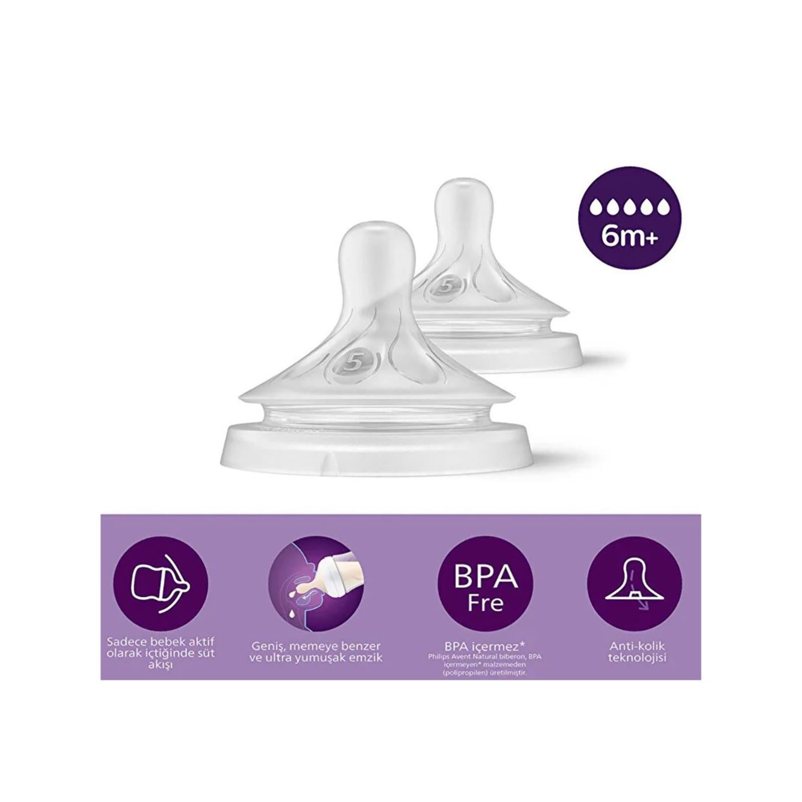 Avent Natural Response 2'li Biberon Emziği5 Numara6+ AyDoğal Tepkili Biberon Emziği
