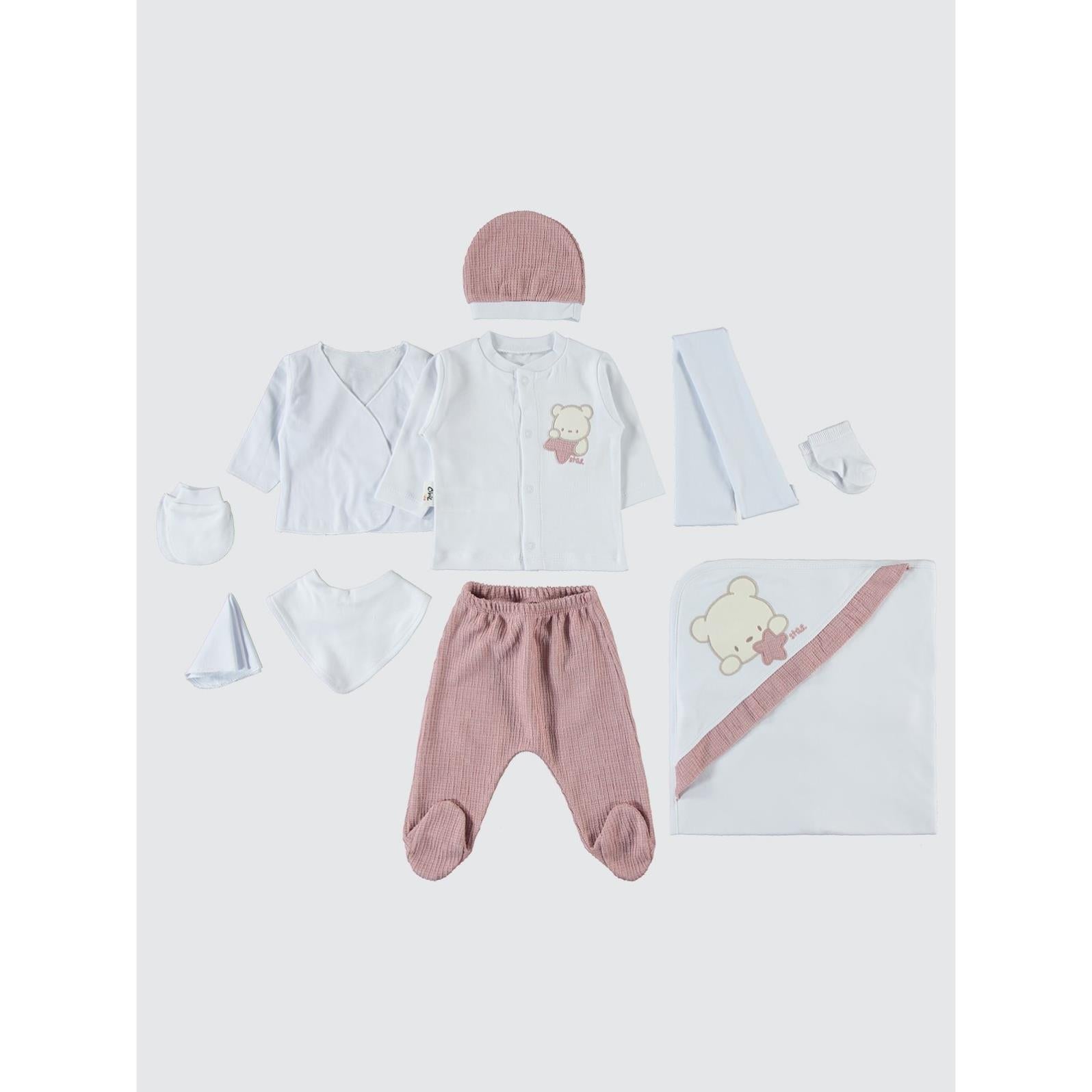 Civil Baby Unisex Bebek 10'lu Zıbın Seti 0-1 Ay - Pudra