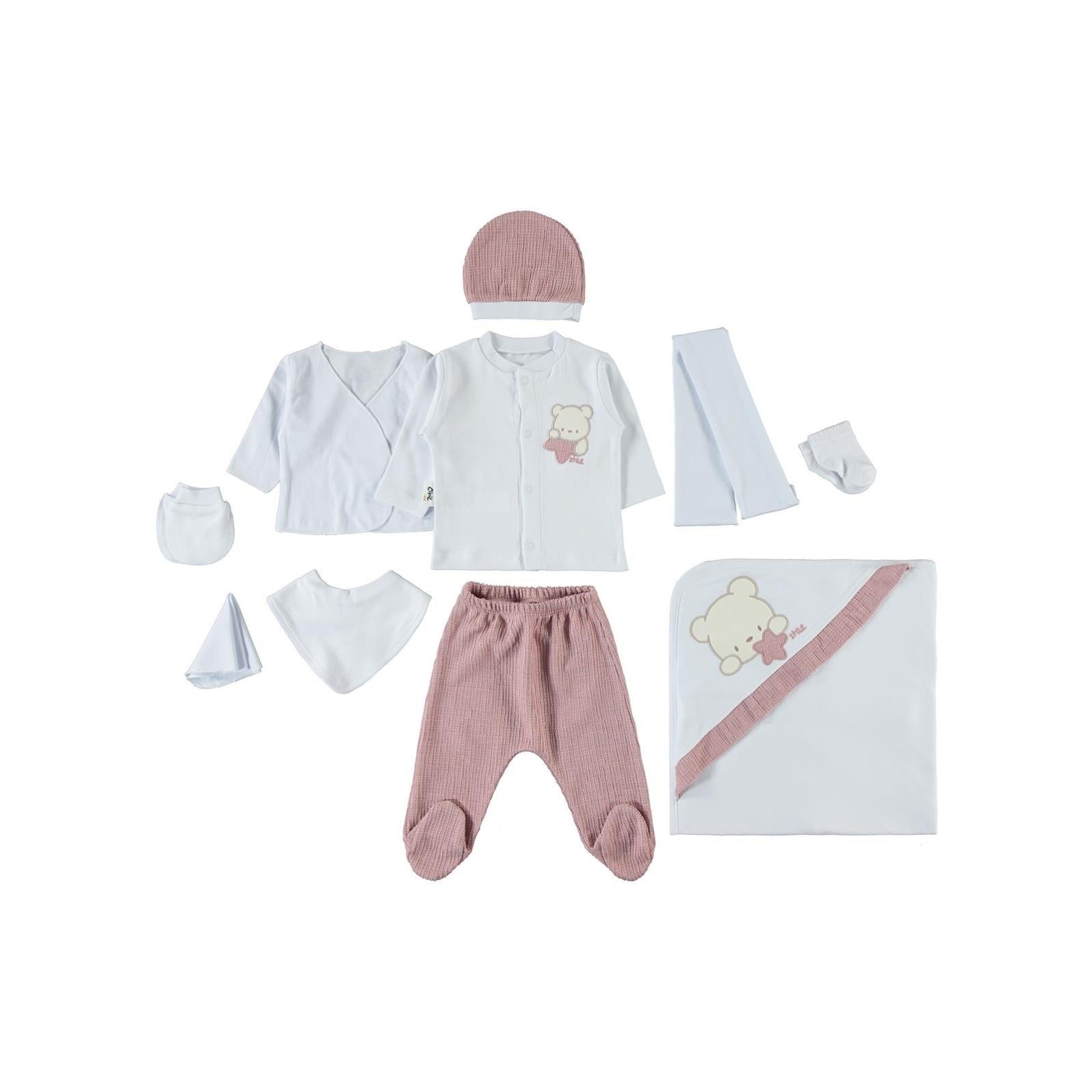 Civil Baby Unisex Bebek 10'lu Zıbın Seti 0-1 Ay - Pudra