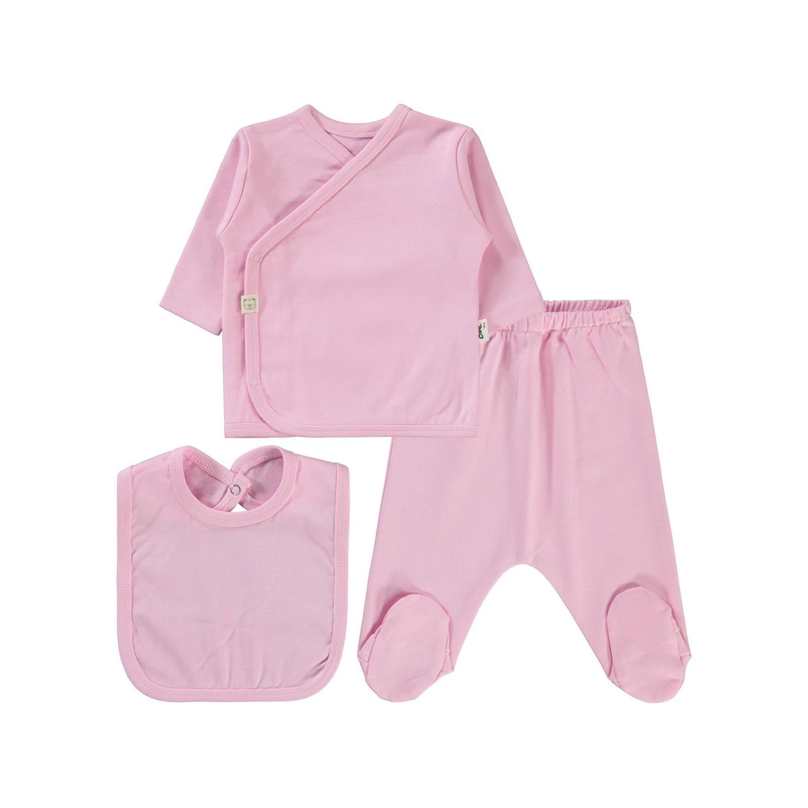 Civil Baby 3'Lü Basic 0-1 Ay Zıbın Takımları - Pembe