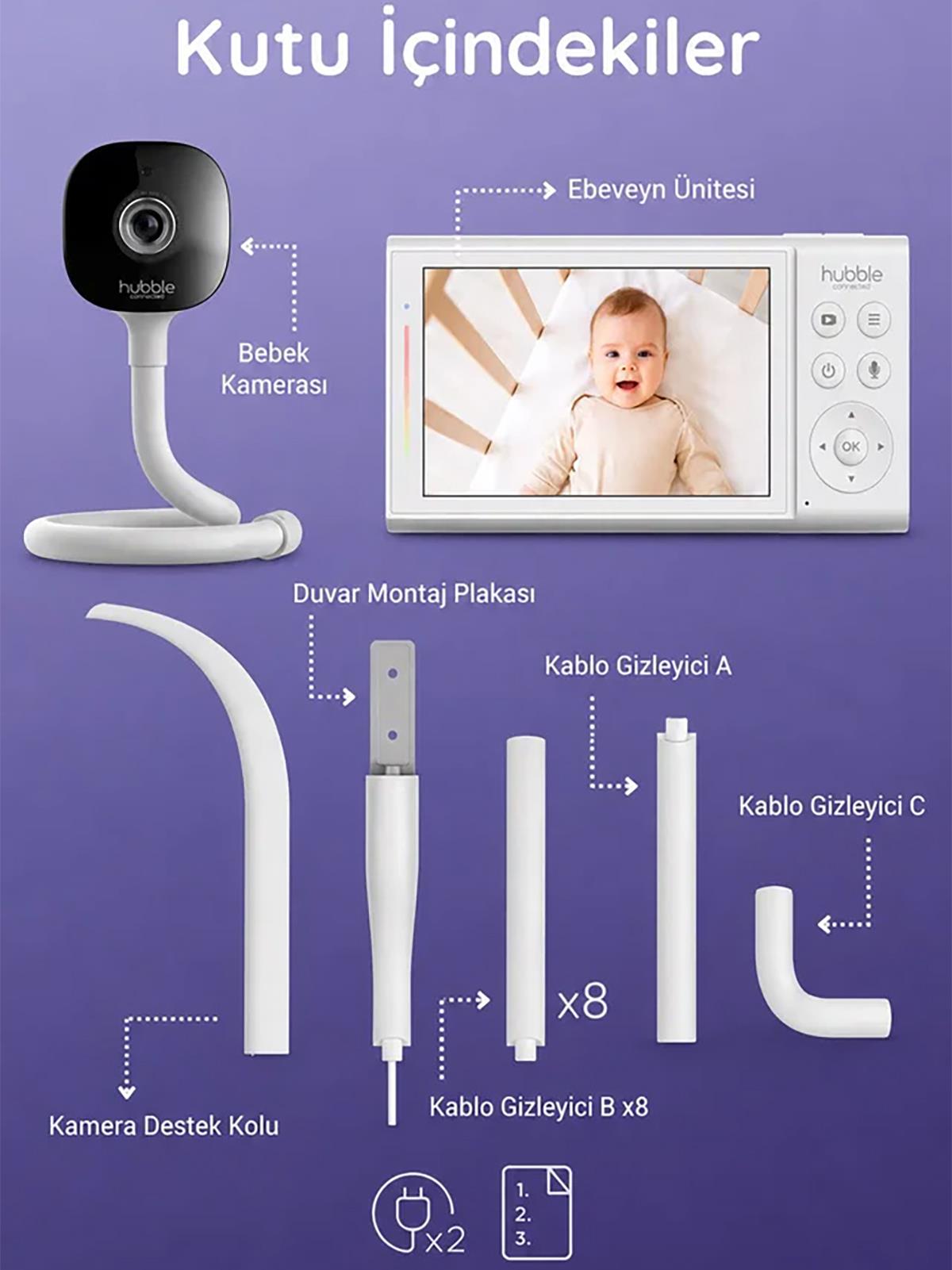 Hubble Gobaby Pro AI Wifi Connect 5'' Dijital Ekranlı Bebek Kamerası