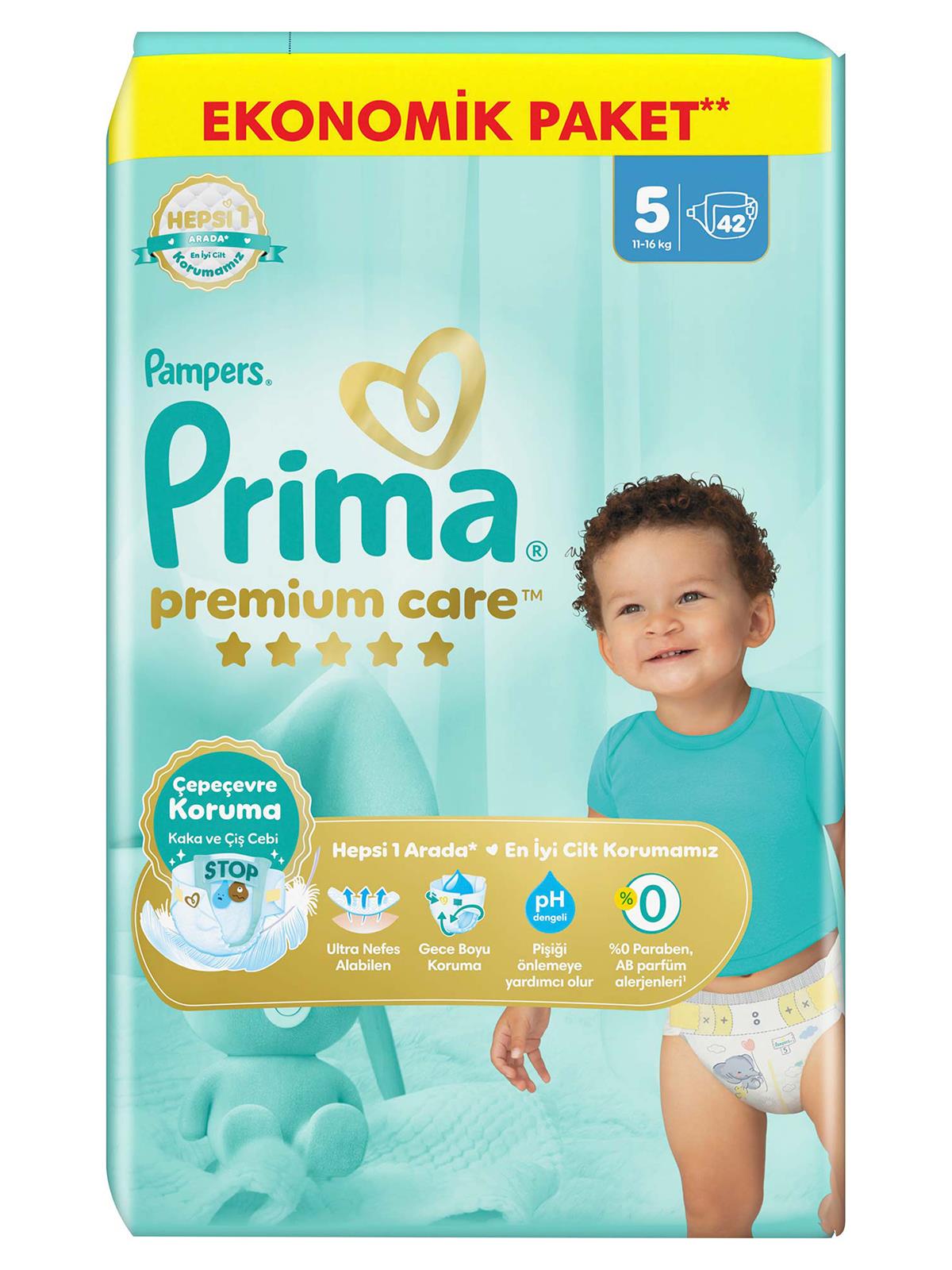 Prima Premium Care 5 Beden Bebek Bezi Ekonomik  Paket 42 Adet 11-16 kg Junior