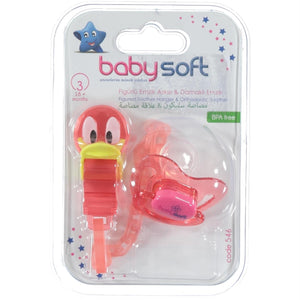 Babysoft Fıgurlu Emzık Askısı Ve Damaklı Emzık No:3 - Kırmızı
