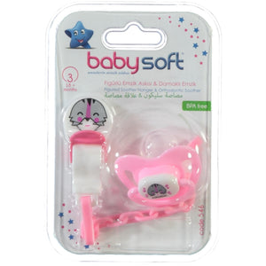 Babysoft Fıgurlu Emzık Askısı Ve Damaklı Emzık No:3 - Pembe