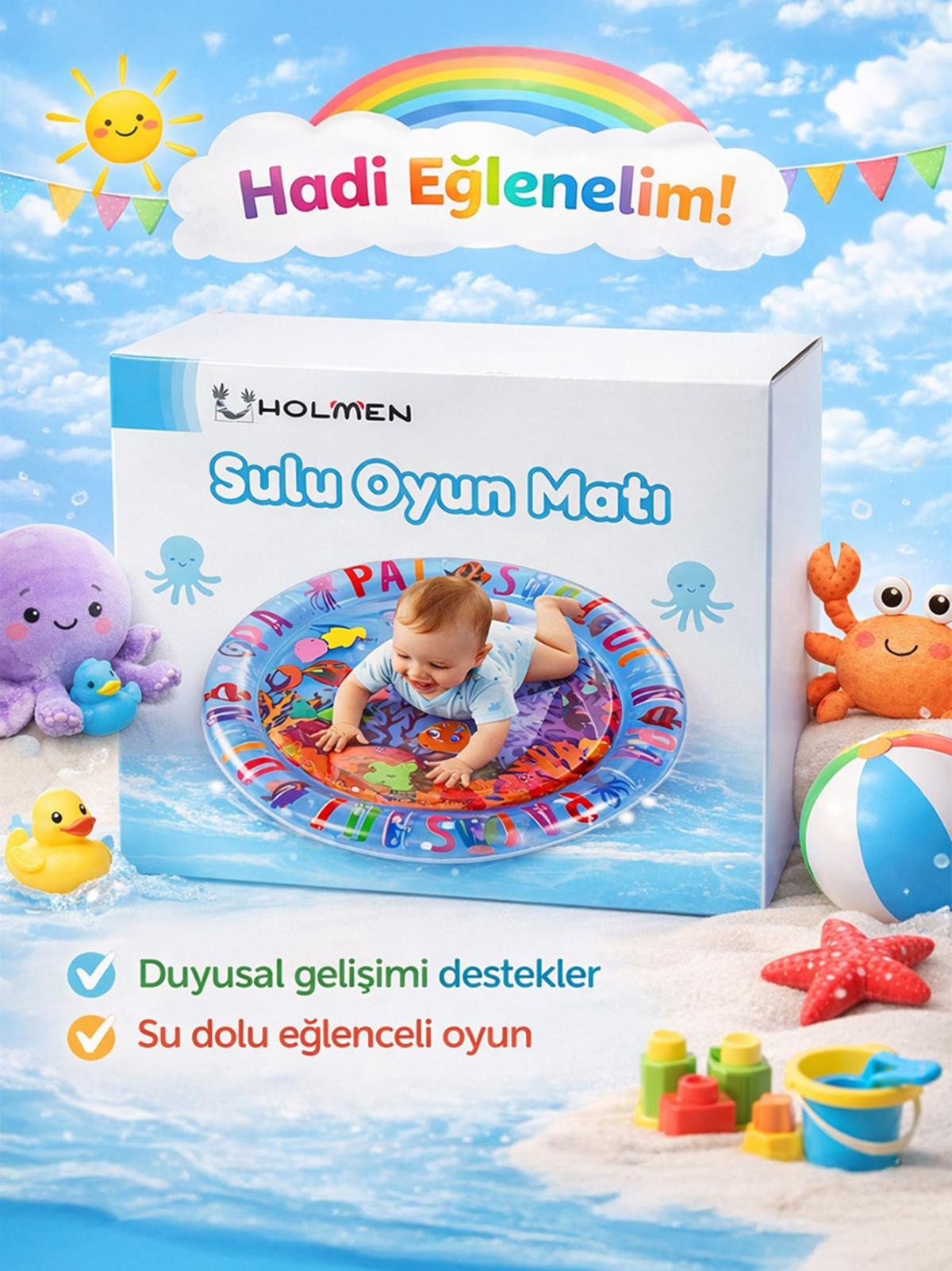 Holmen Şişme Sulu Oyun Matı Yuvarlak 65x65 cm