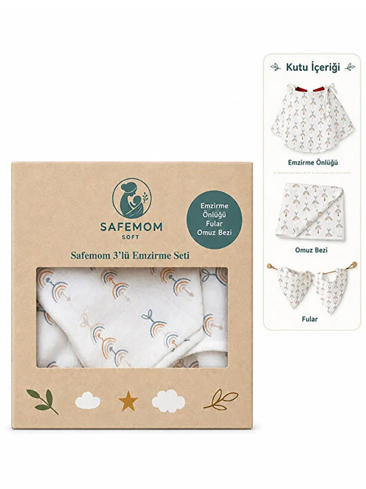 Safemom - Müslin Yeni Doğan Emzirme Seti - Swan - Turuncu
