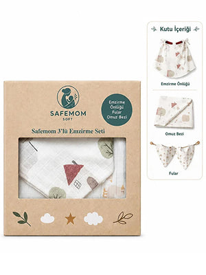Safemom - Müslin Yeni Doğan Emzirme Seti - Swan - Bej