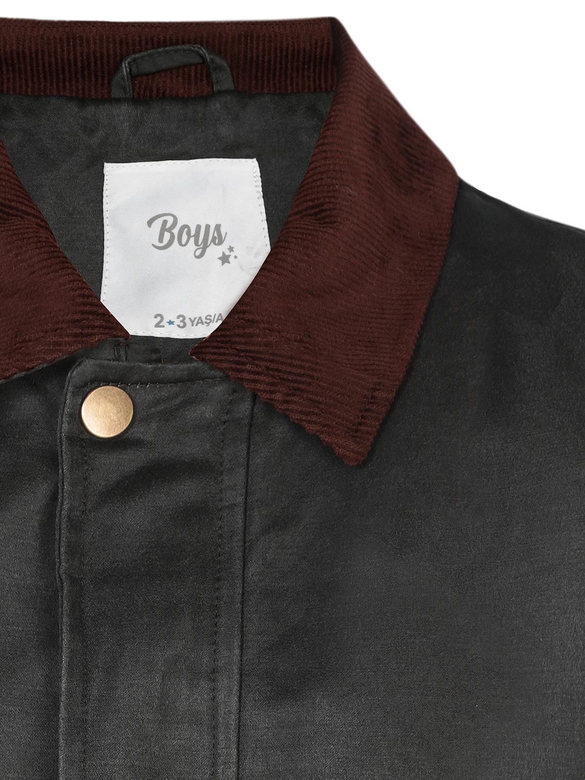 Boys Gömlek Yakalı Mont | Mikro Uzun Kol Kapşonlu | Okul Kreş ve Günlük Kullanım - Haki