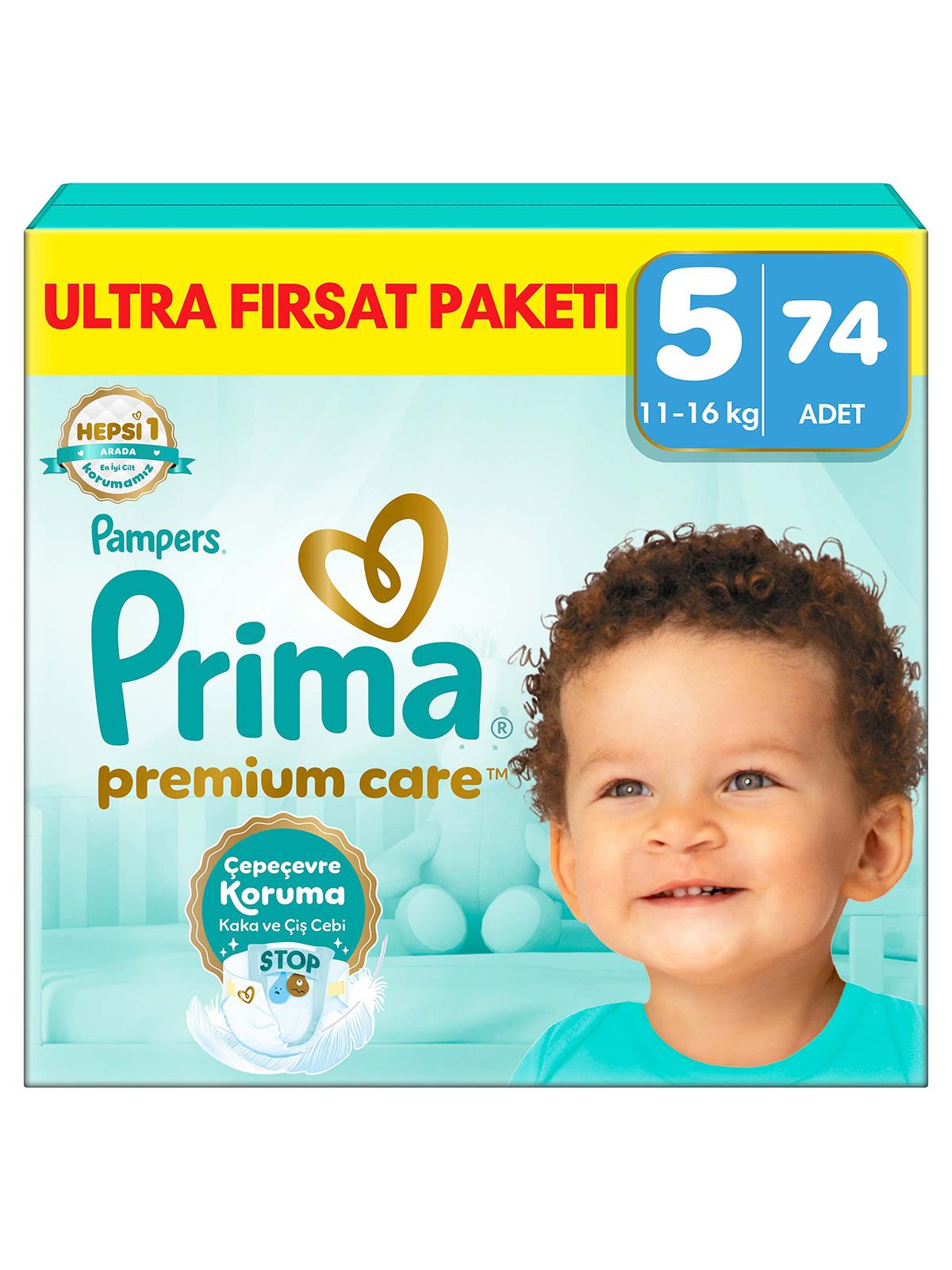 Prima Bebek Bezi Premium Care 5 Beden Junior Fırsat Paket 74 Adet