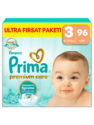 Prima Bebek Bezi Premium Care 3 Beden Midi Fırsat Paket 96 Adet